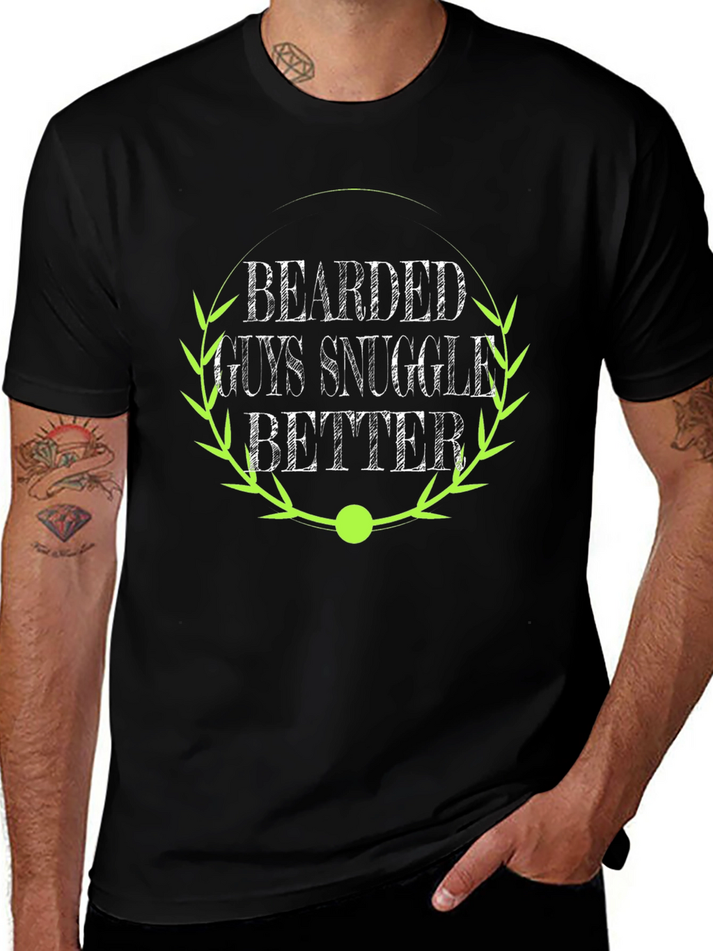 Bearded Guys Snuggle Better Black T-Shirt