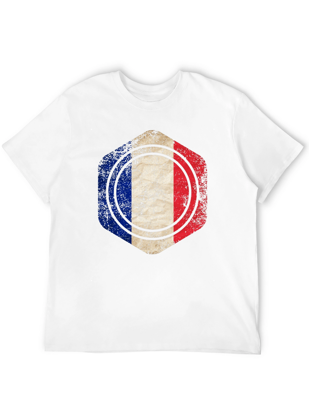 France Flag Hexagon T-Shirt - Black