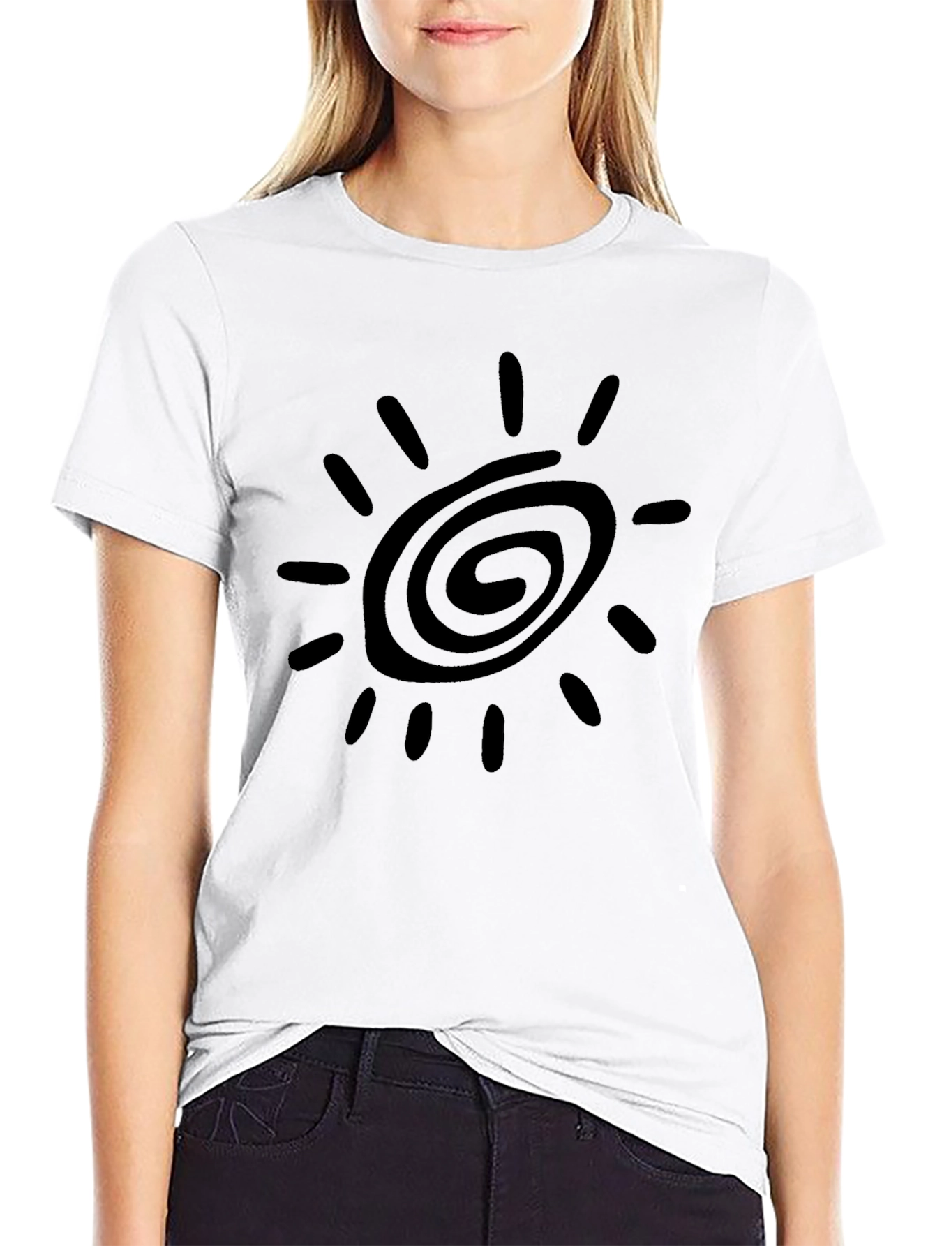 Black T-Shirt with Sun Graphic