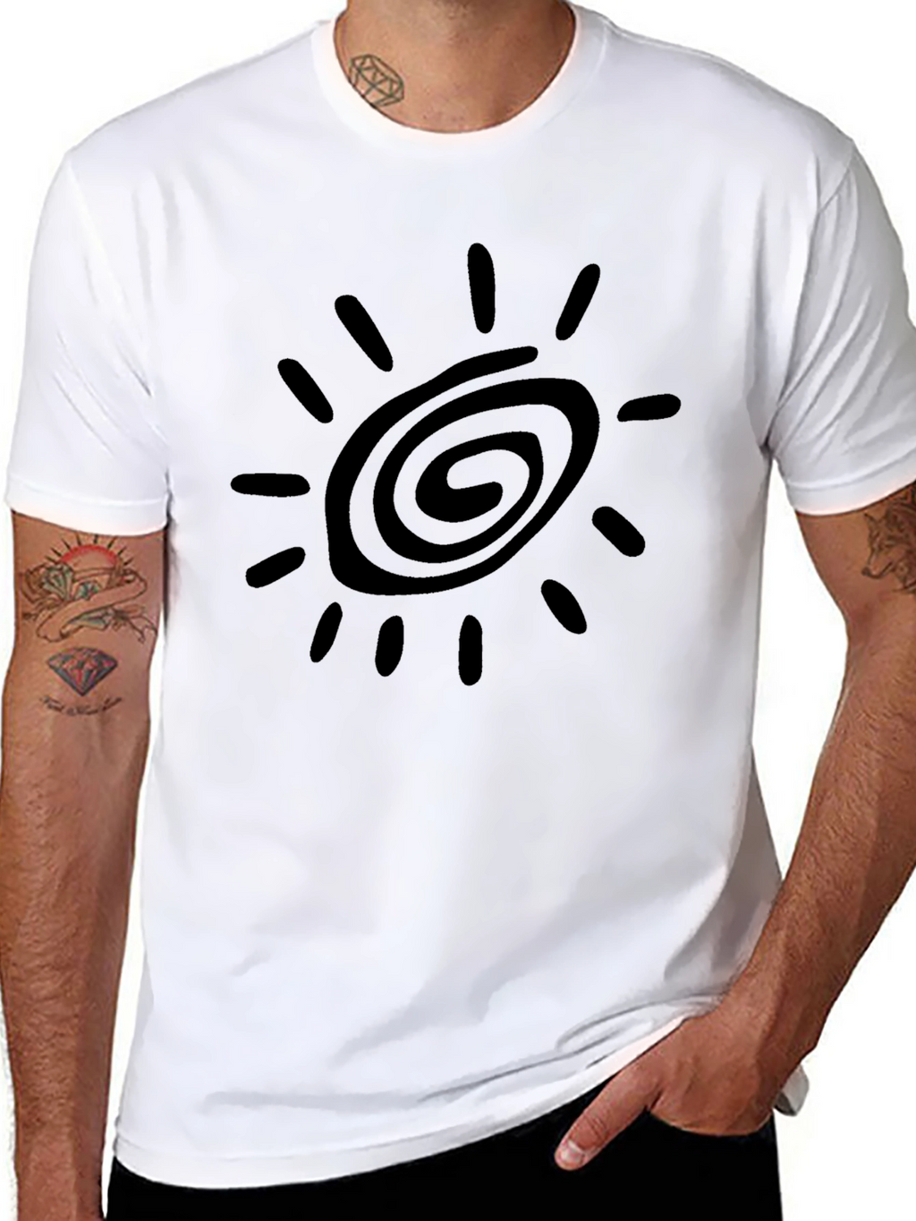 Black T-Shirt with Sun Graphic