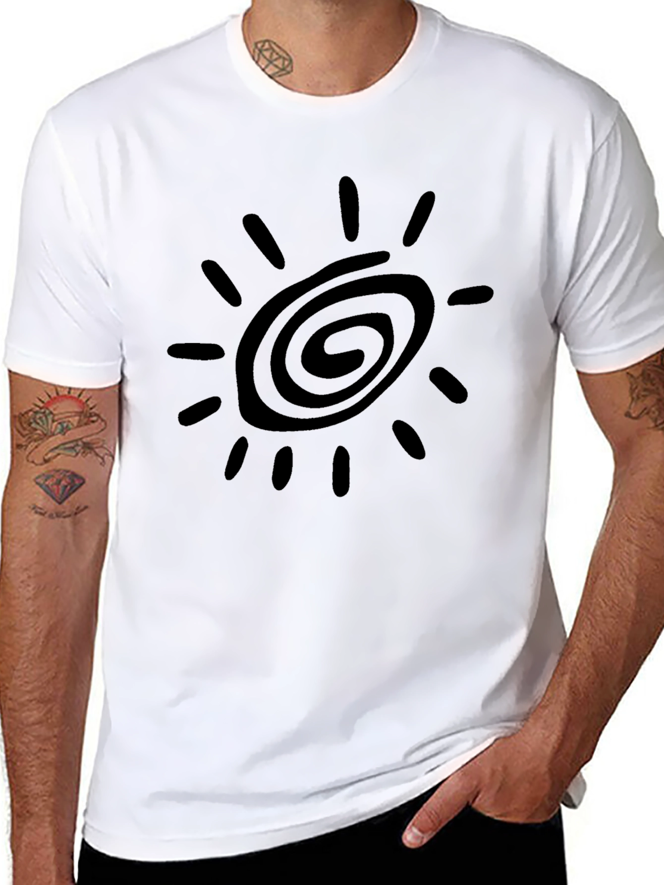 Black T-Shirt with Sun Graphic