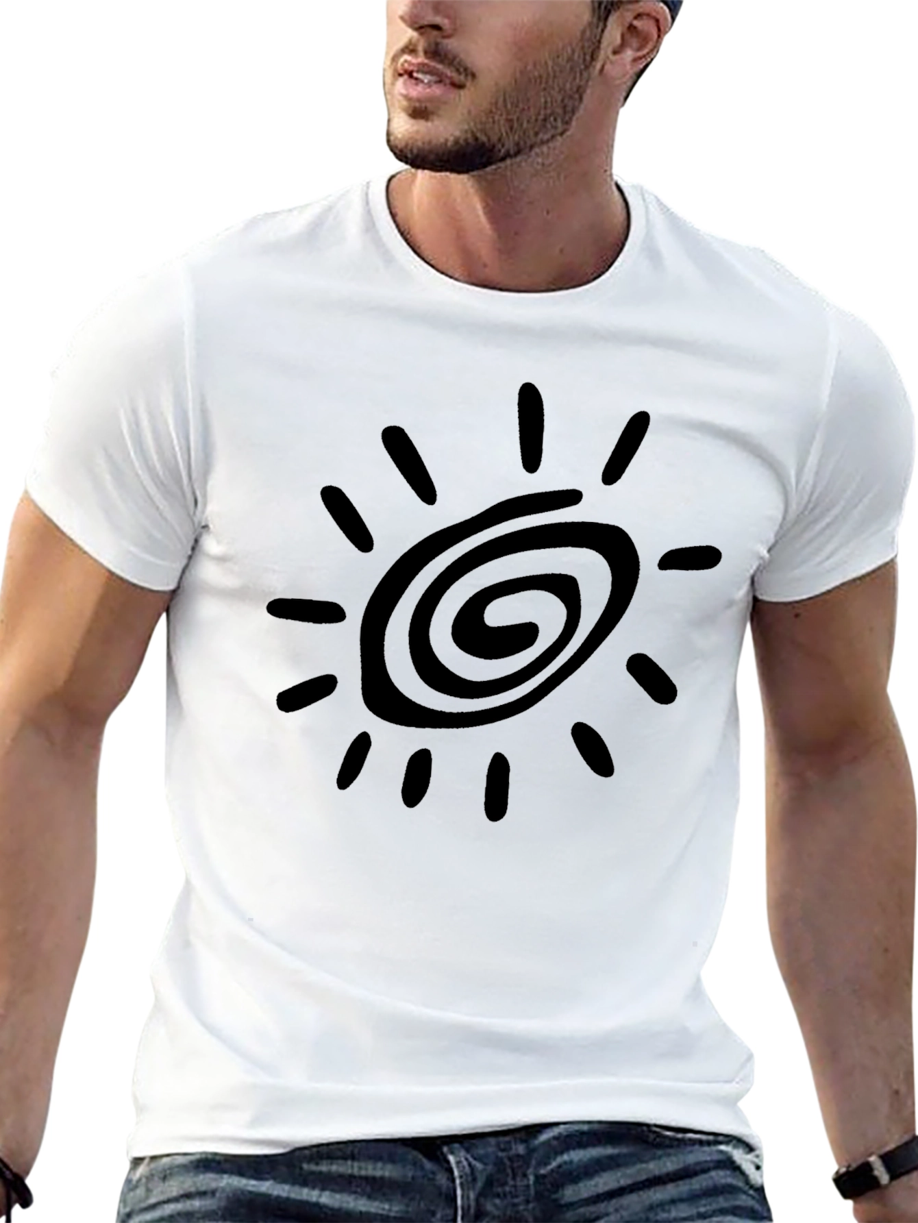 Black T-Shirt with Sun Graphic