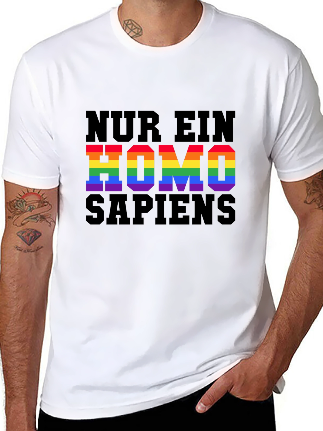 Homo Sapiens Pride T-Shirt - LGBTQ+ Rainbow Text