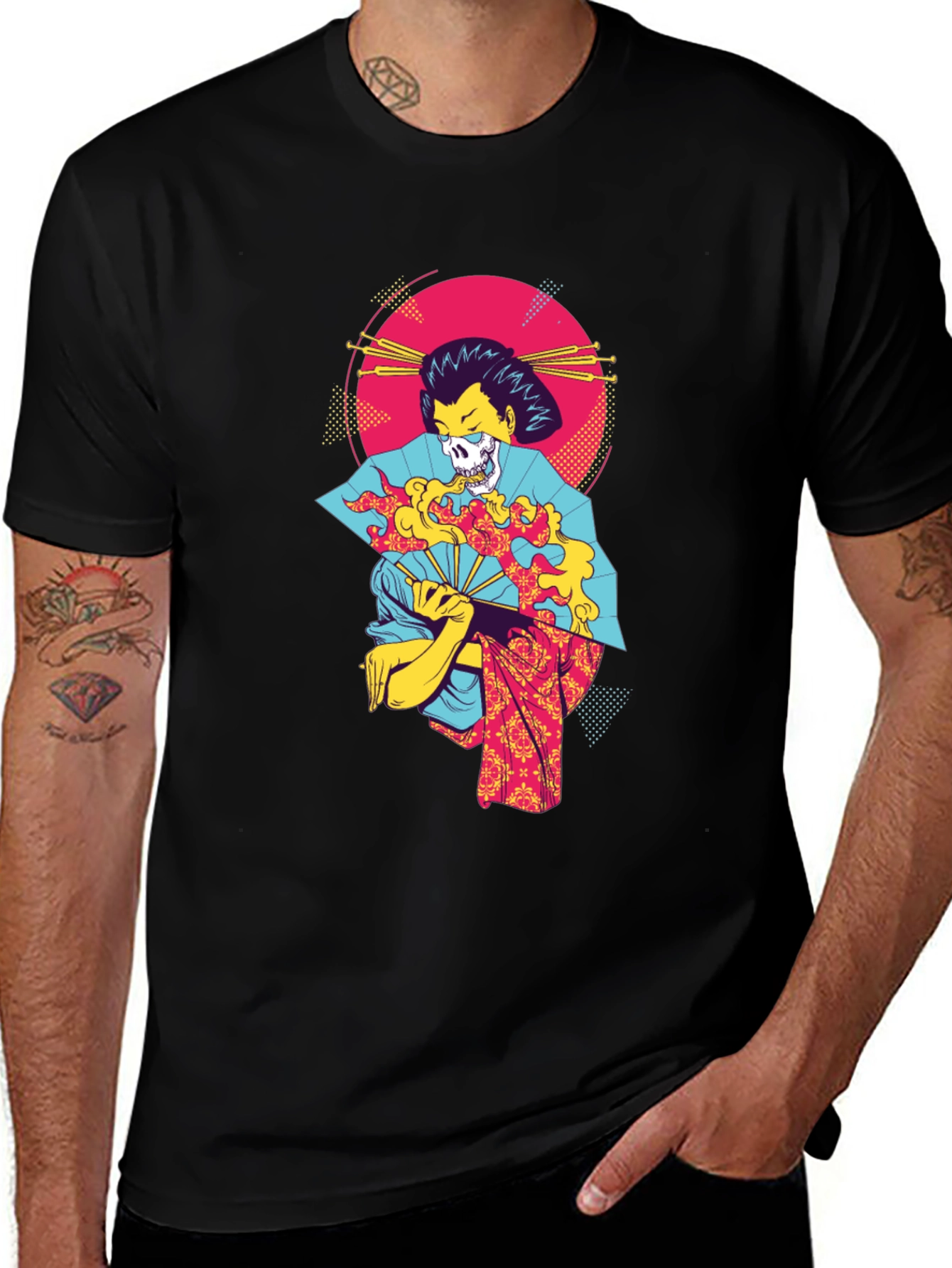 Geisha Skull Graphic Tee - Unique & Edgy Design