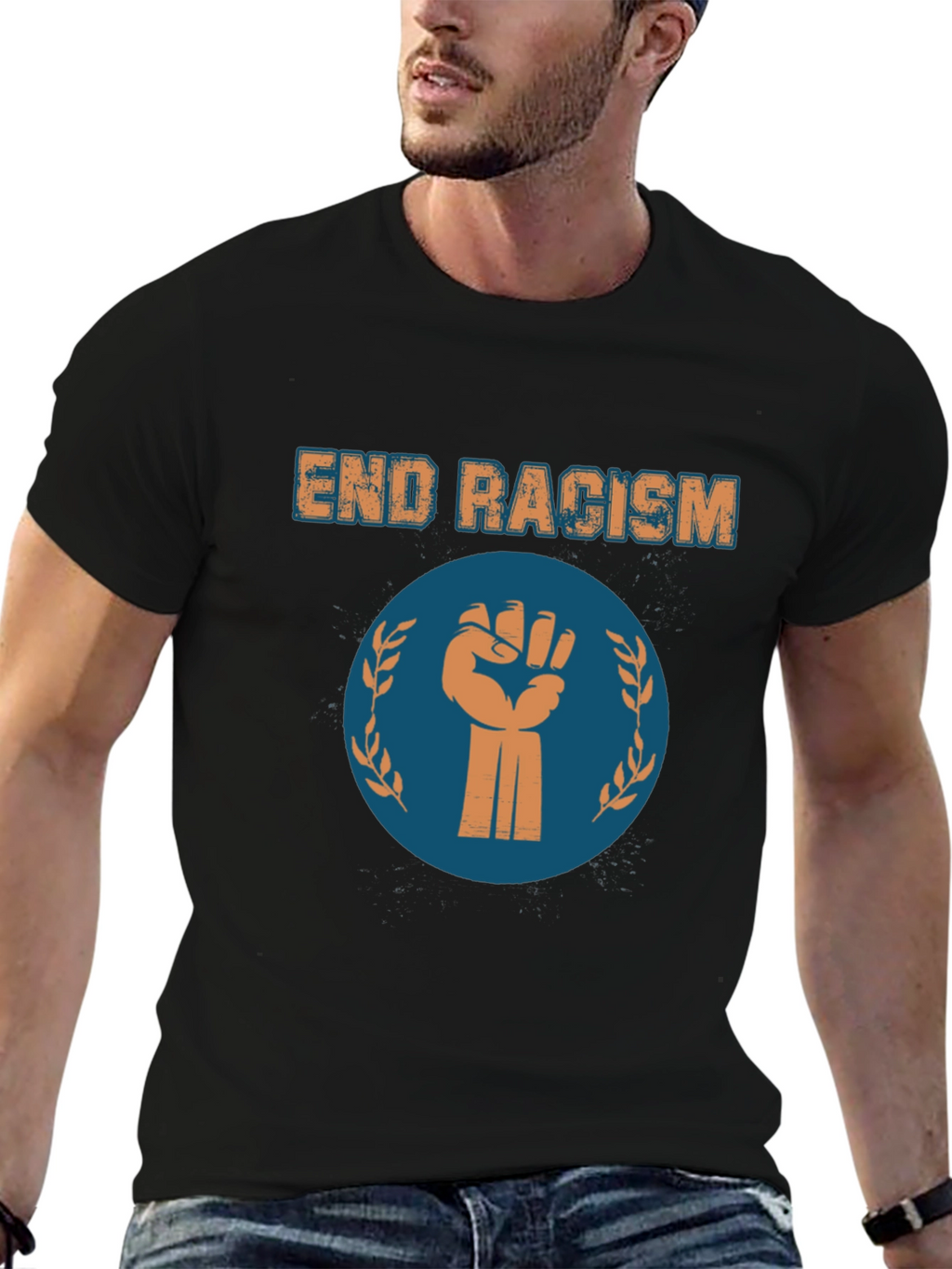 End Racism Graphic Tee - Black Cotton T-Shirt
