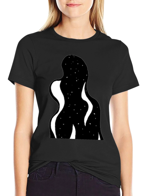 Abstract Galaxy Graphic Black Tee - Modern Style