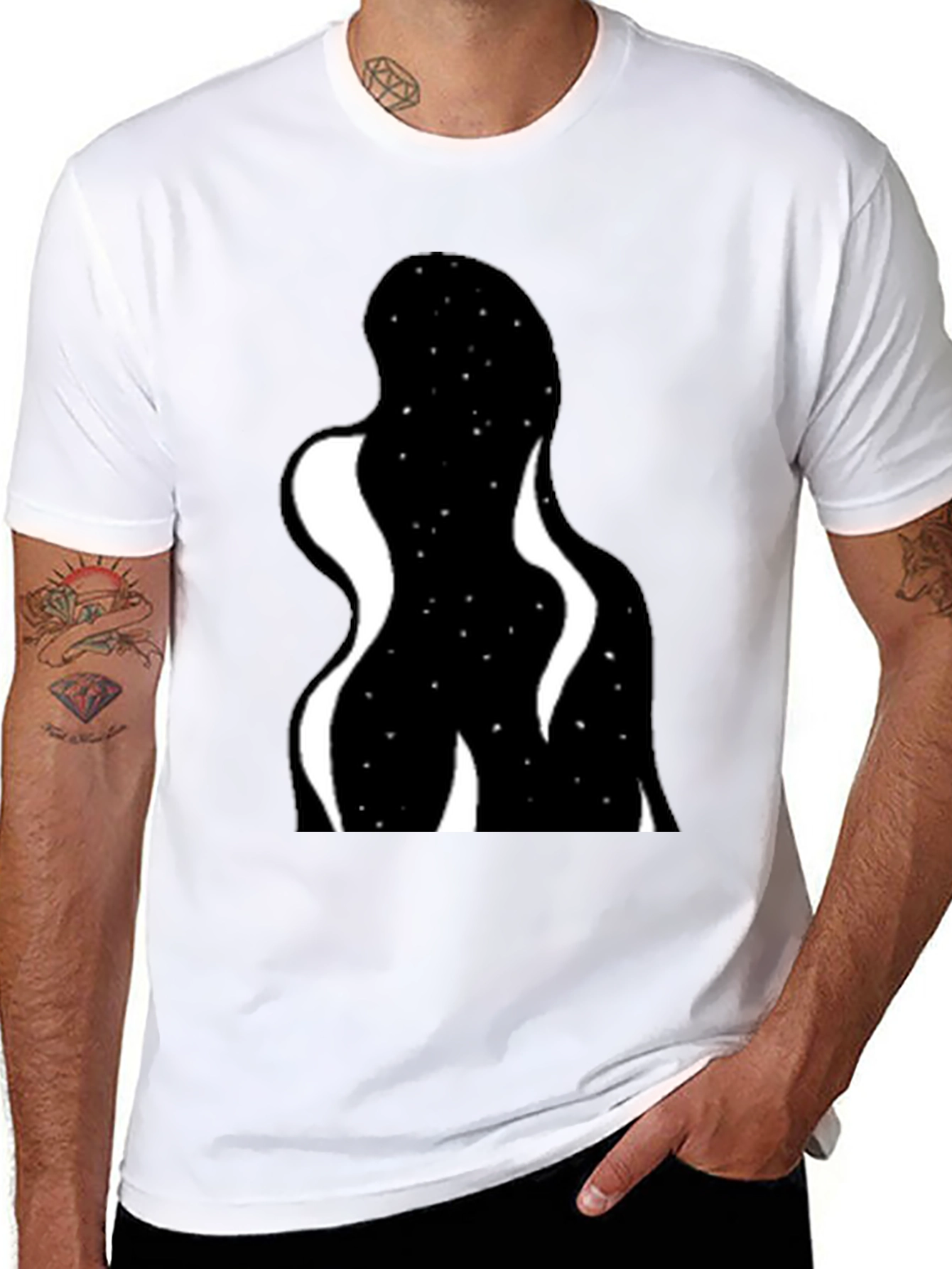Abstract Galaxy Graphic Black Tee - Modern Style
