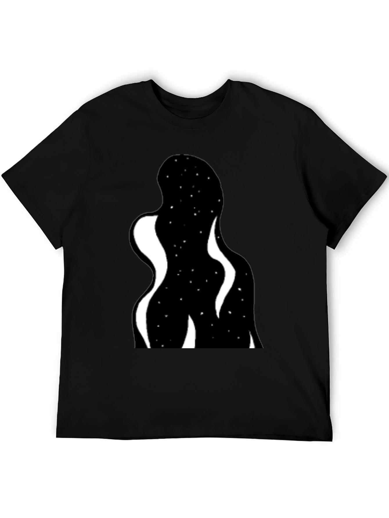 Abstract Galaxy Graphic Black Tee - Modern Style
