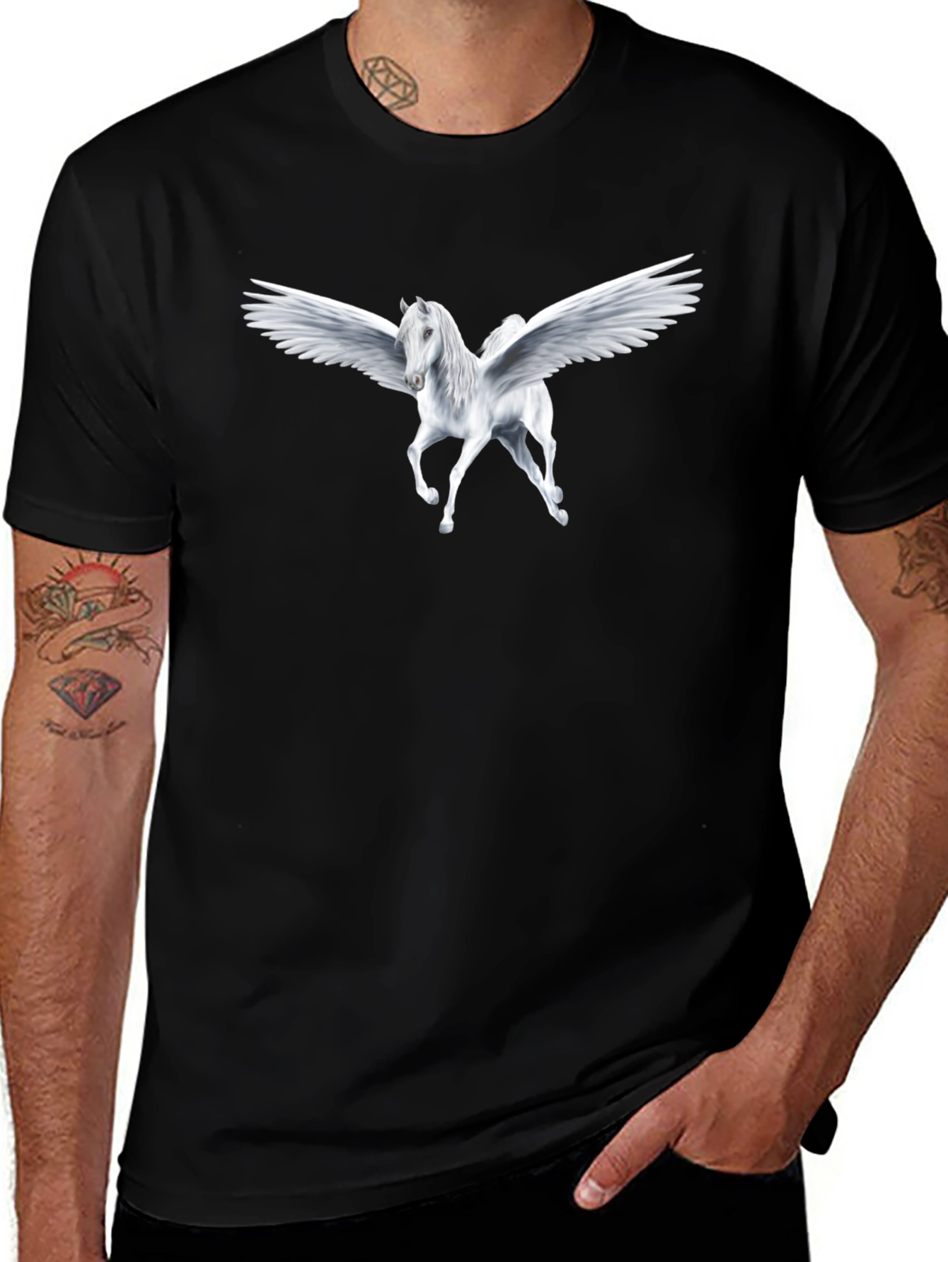 Pegasus Graphic T-Shirt - Black Cotton Tee