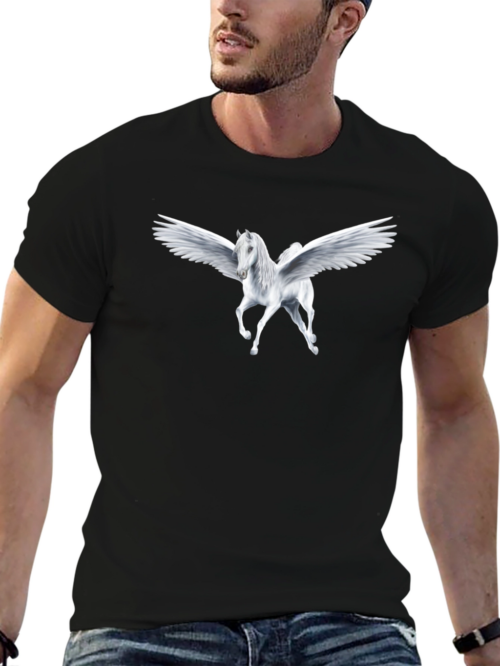 Pegasus Graphic T-Shirt - Black Cotton Tee