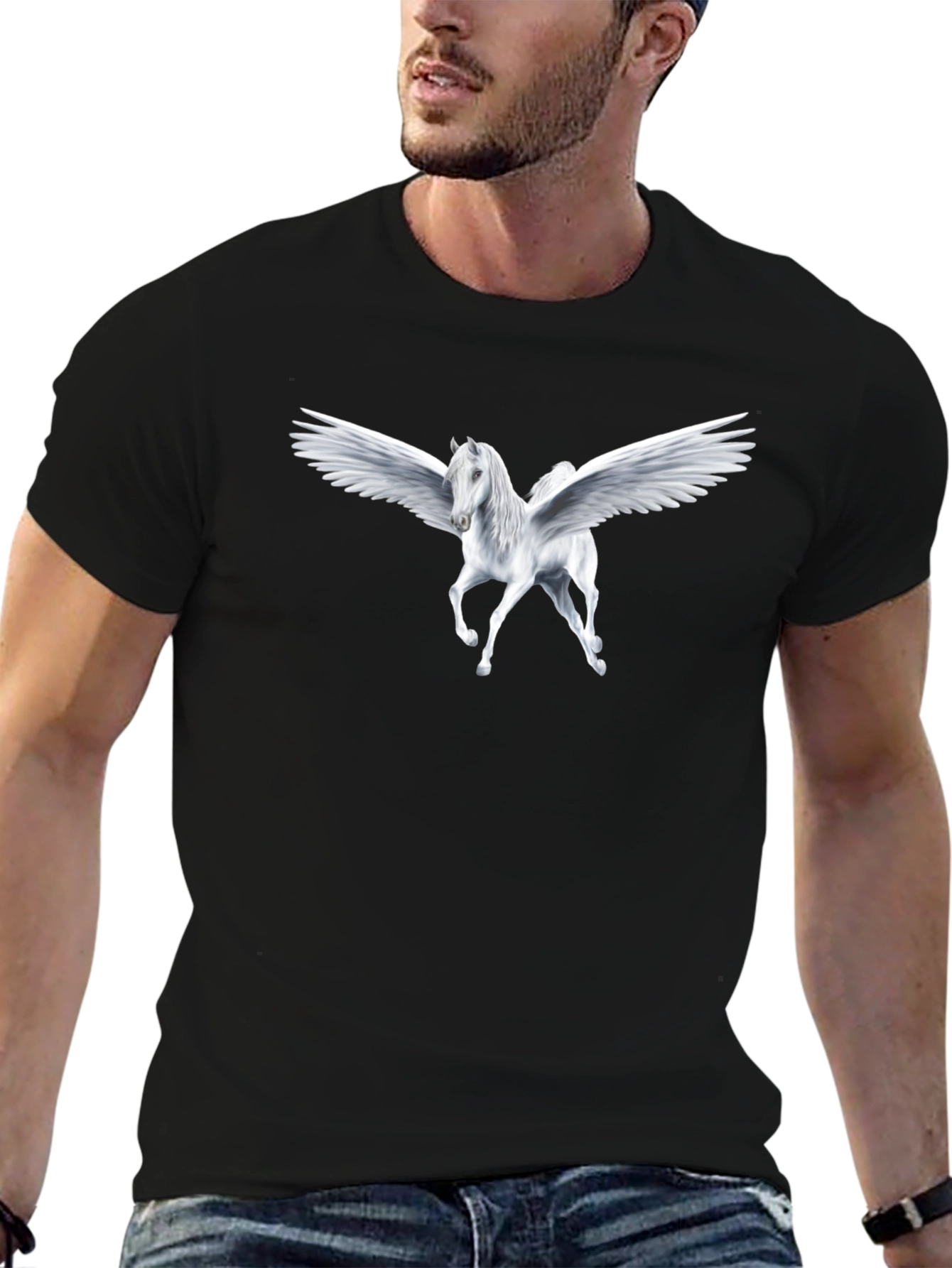 Pegasus Graphic T-Shirt - Black Cotton Tee