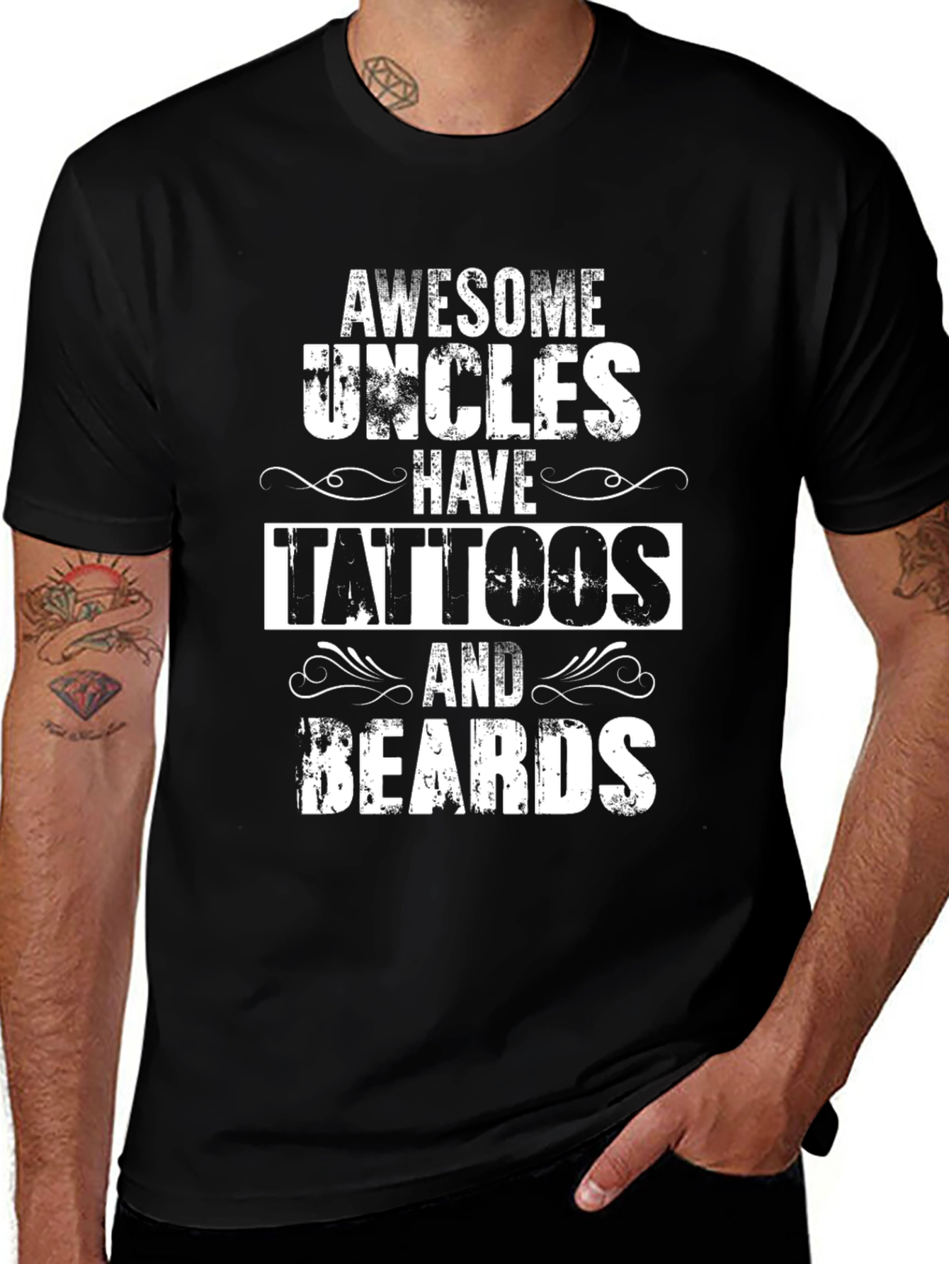 Awesome Uncles Tattoos & Beards Black T-Shirt