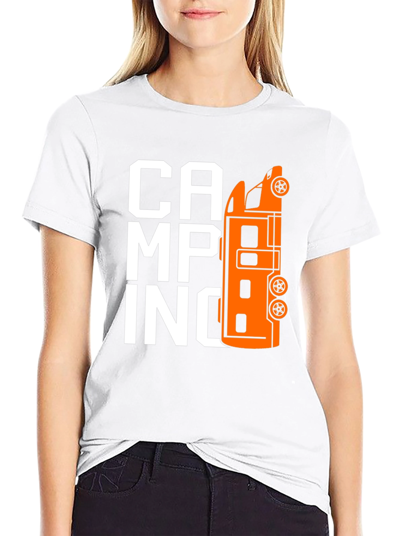 Camping Van Graphic Tee - Black Cotton T-Shirt