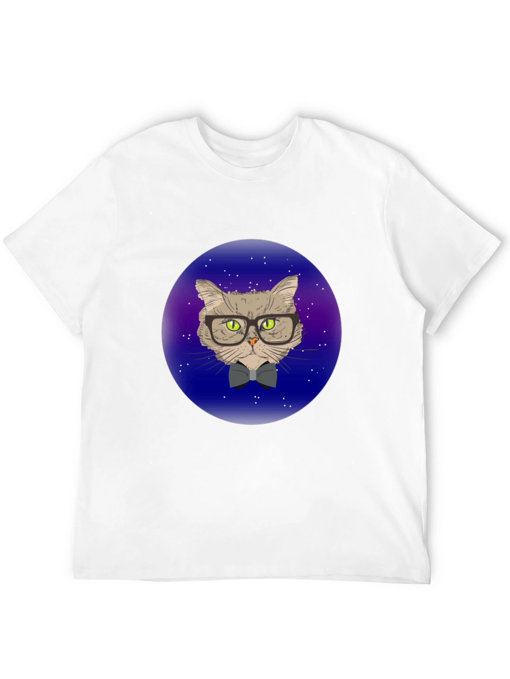 Hipster Cat T-Shirt - Galaxy Background Design