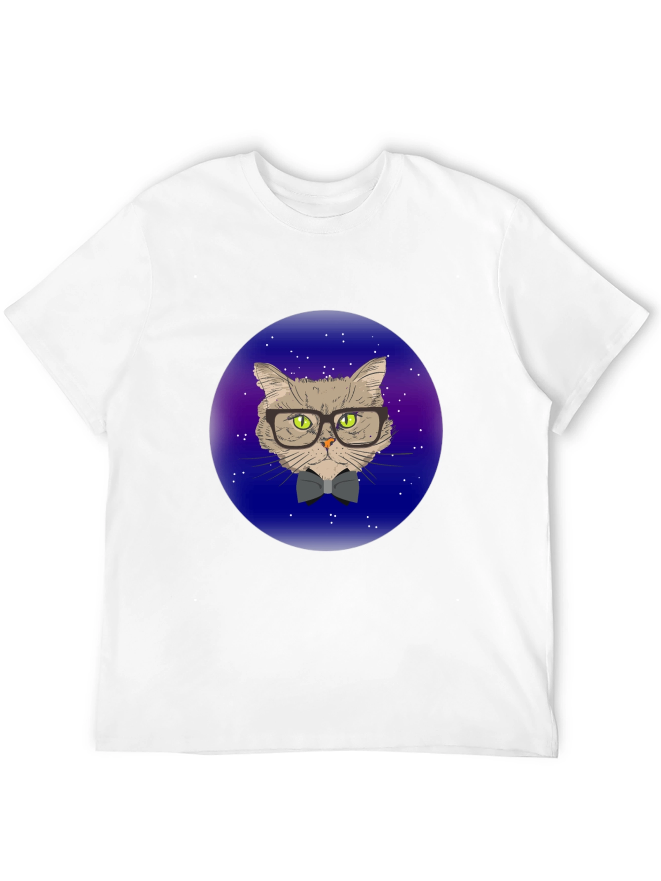 Hipster Cat T-Shirt - Galaxy Background Design
