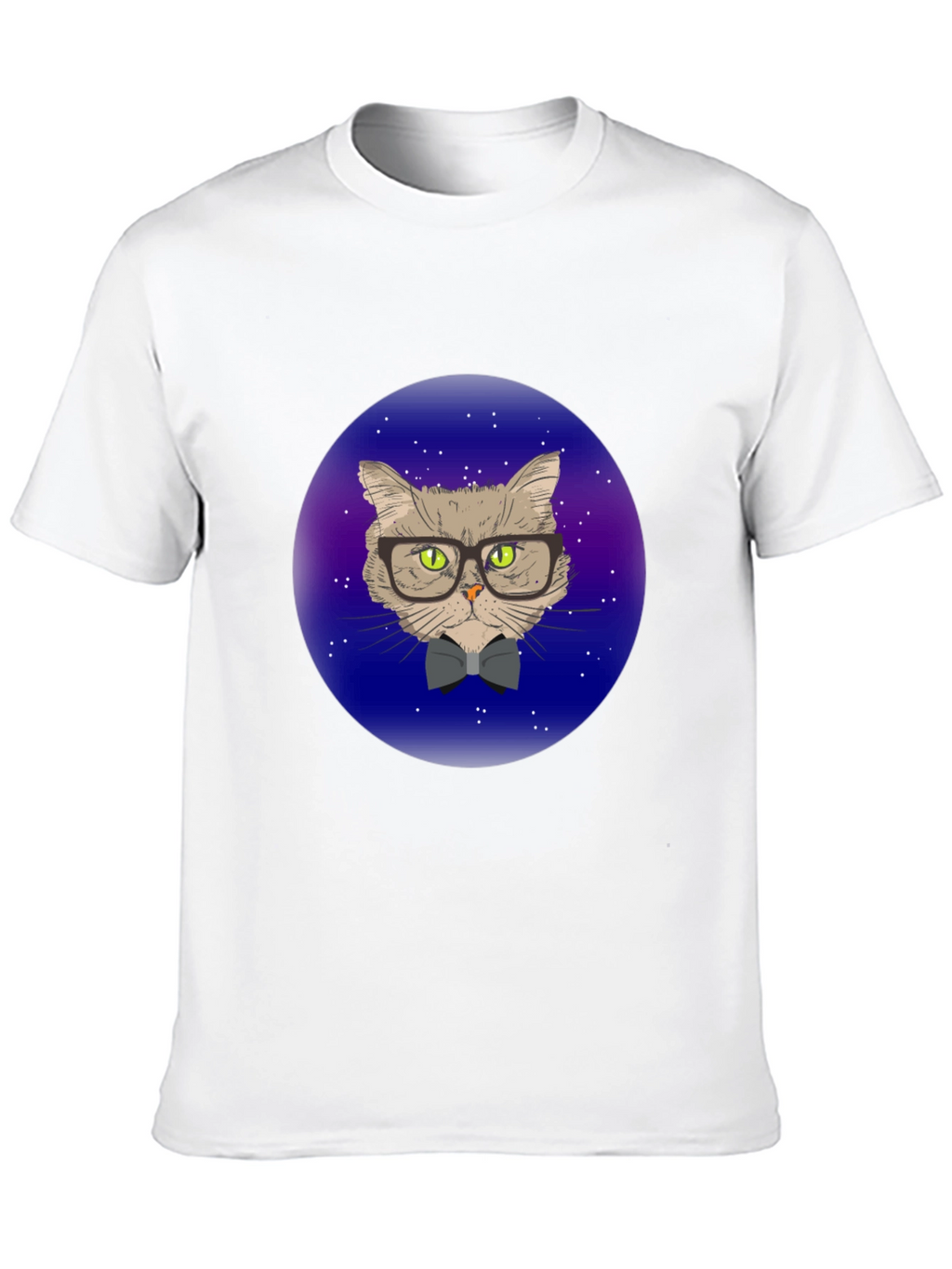 Hipster Cat T-Shirt - Galaxy Background Design