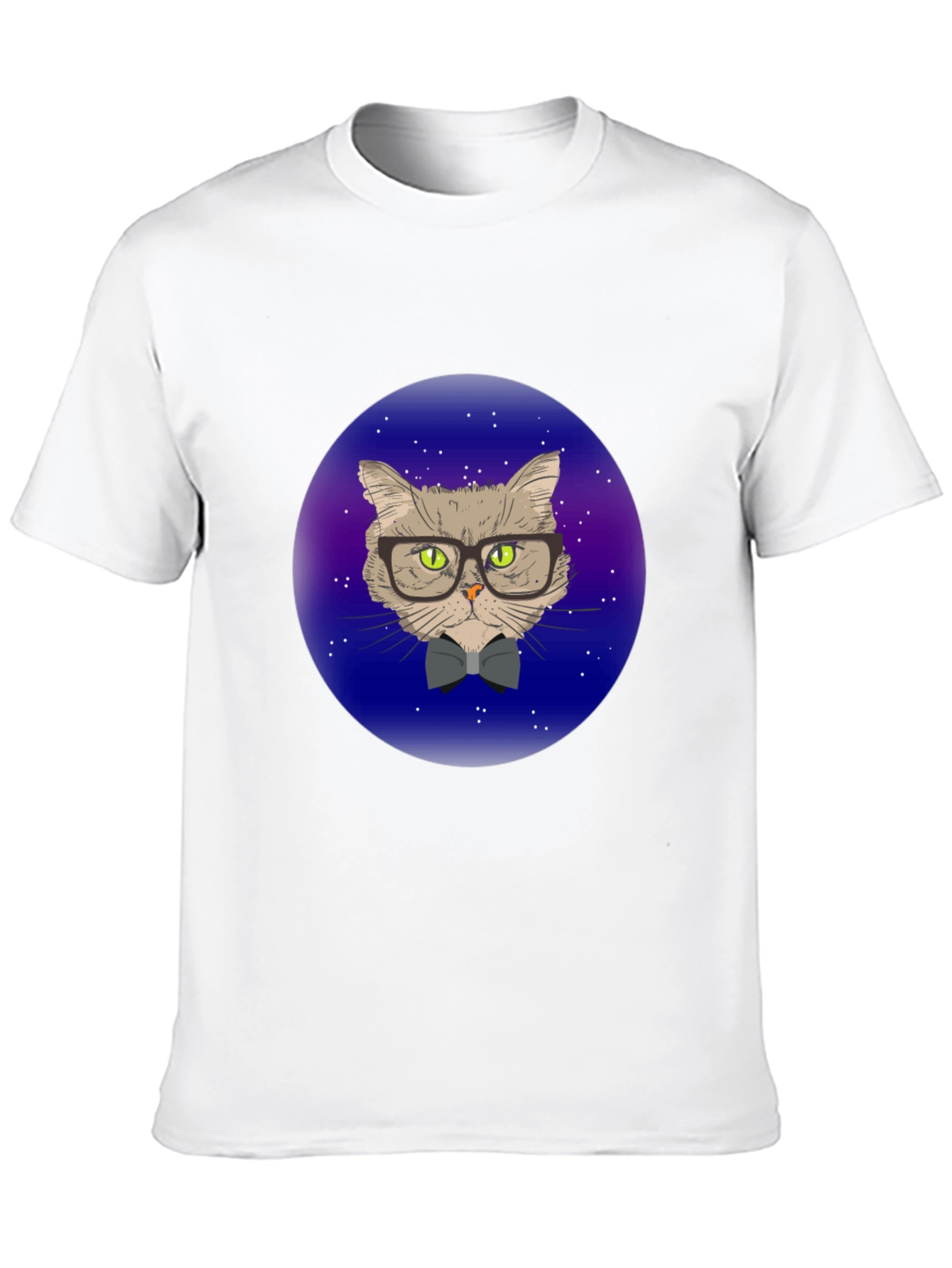Hipster Cat T-Shirt - Galaxy Background Design