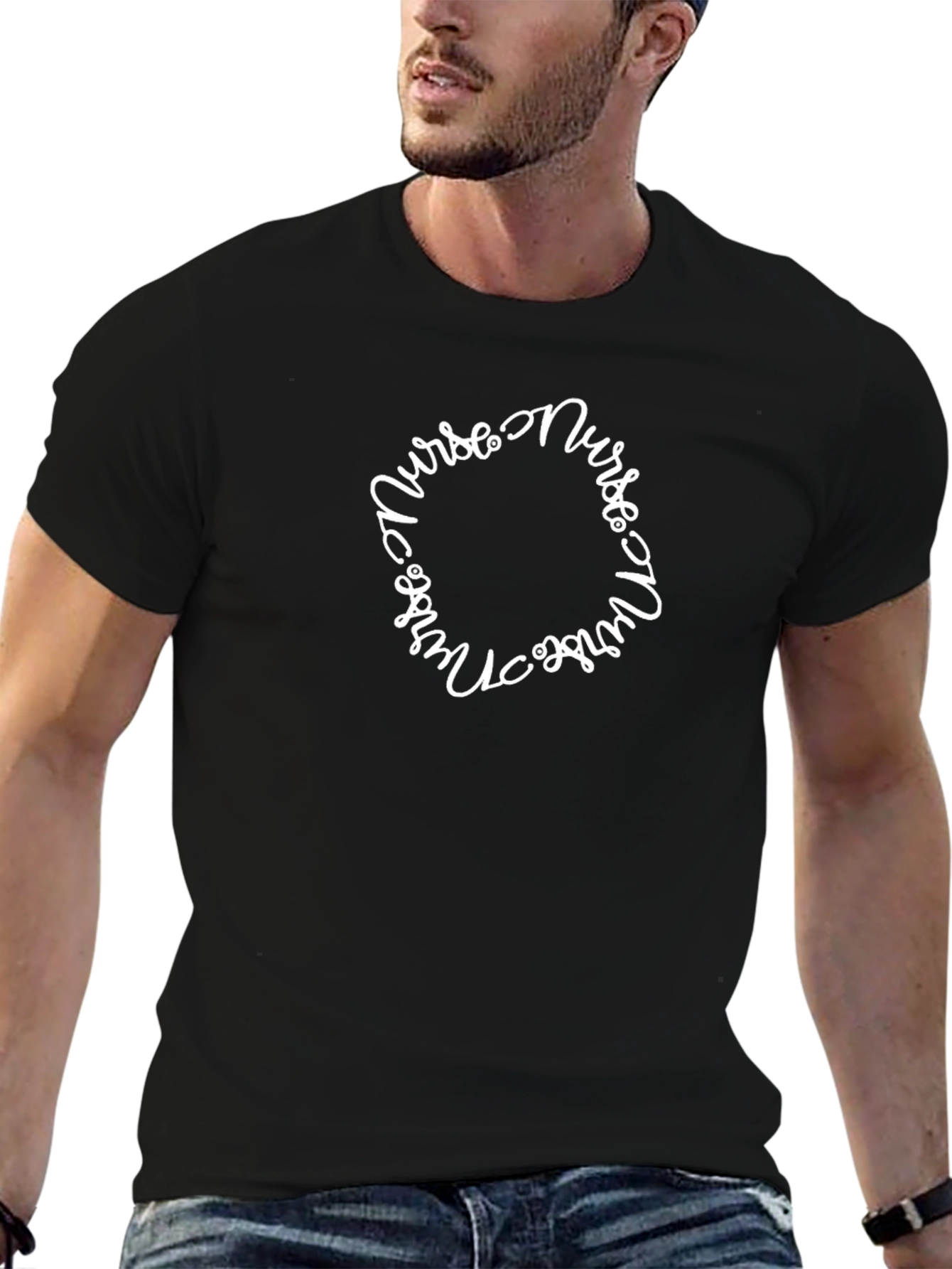 Nurse Circle Graphic Black T-Shirt