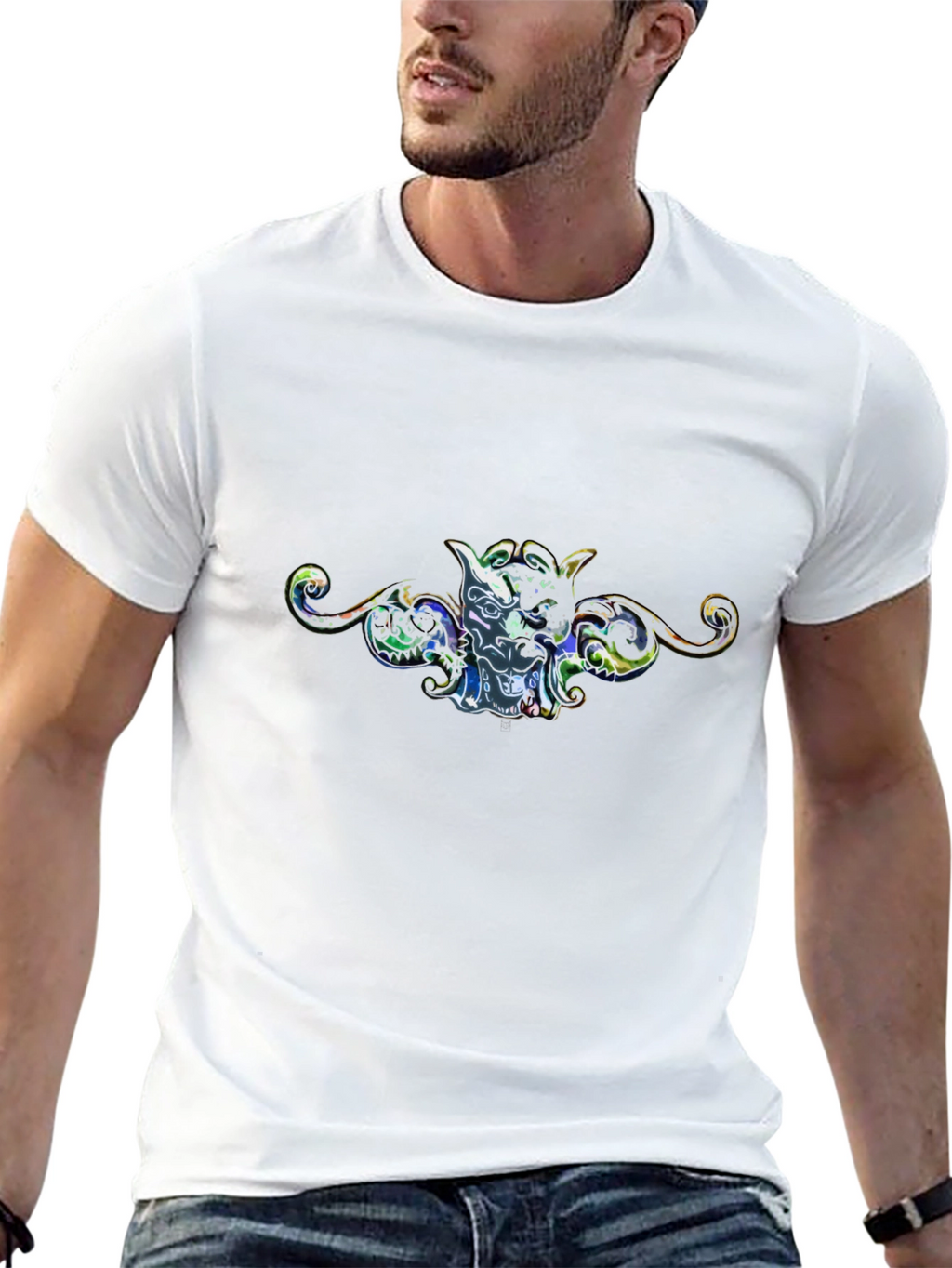 Artistic Graphic Print Black Tee