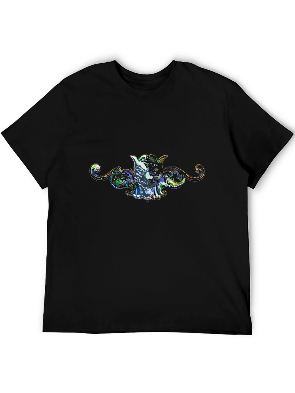 Artistic Graphic Print Black Tee