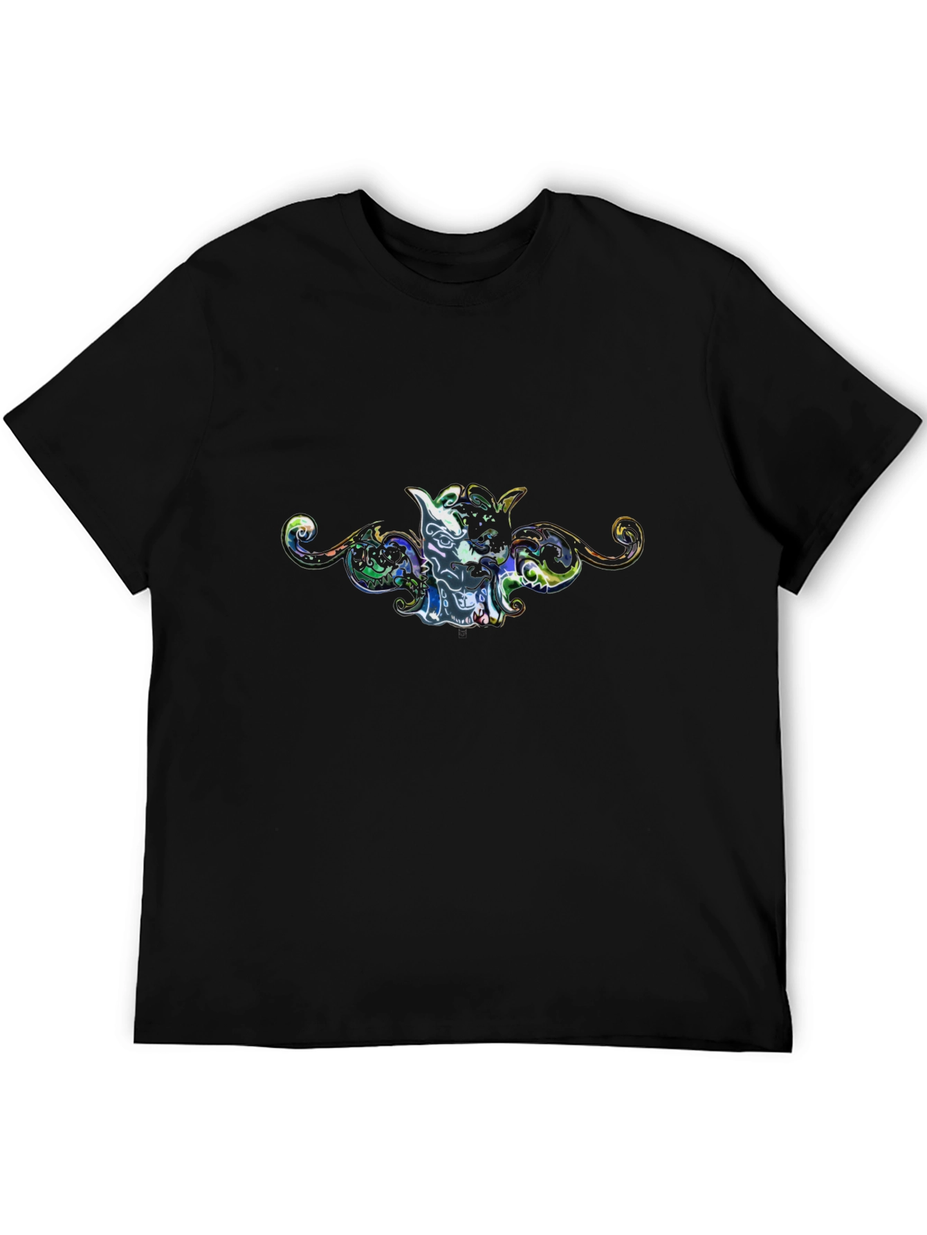 Artistic Graphic Print Black Tee