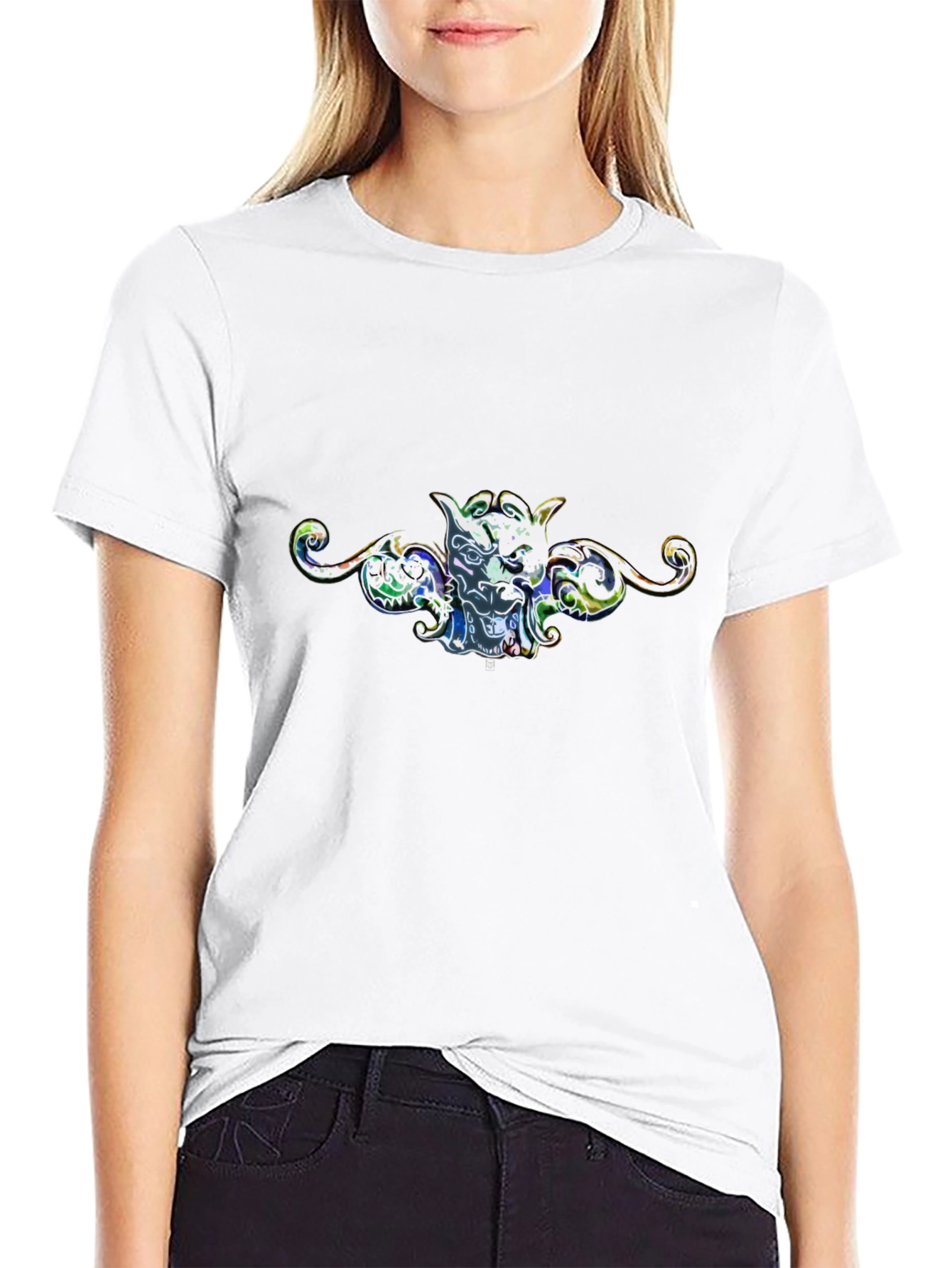 Artistic Graphic Print Black Tee