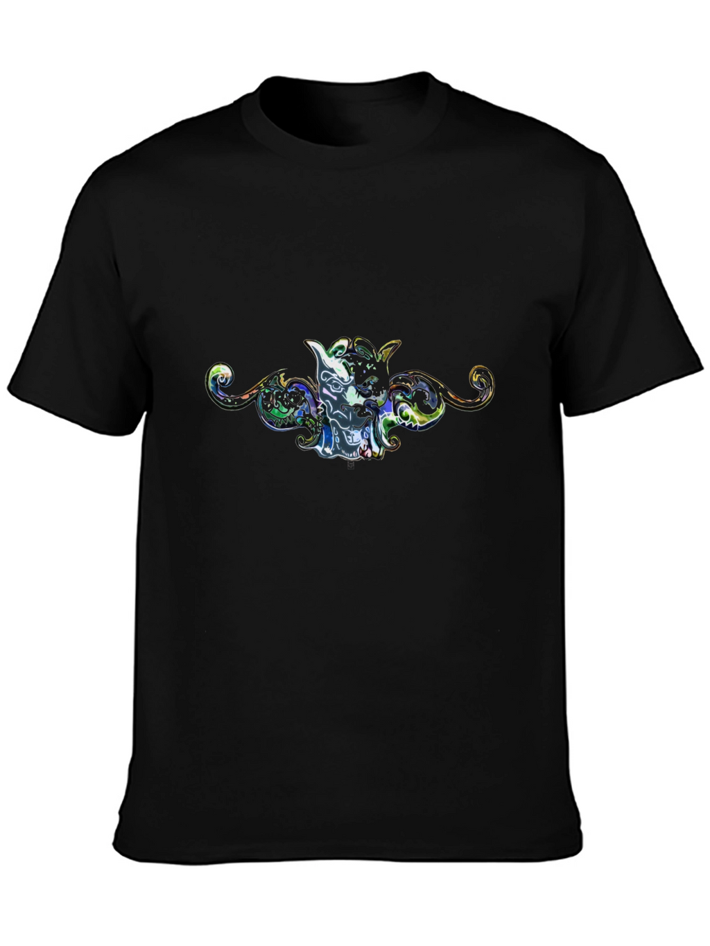 Artistic Graphic Print Black Tee