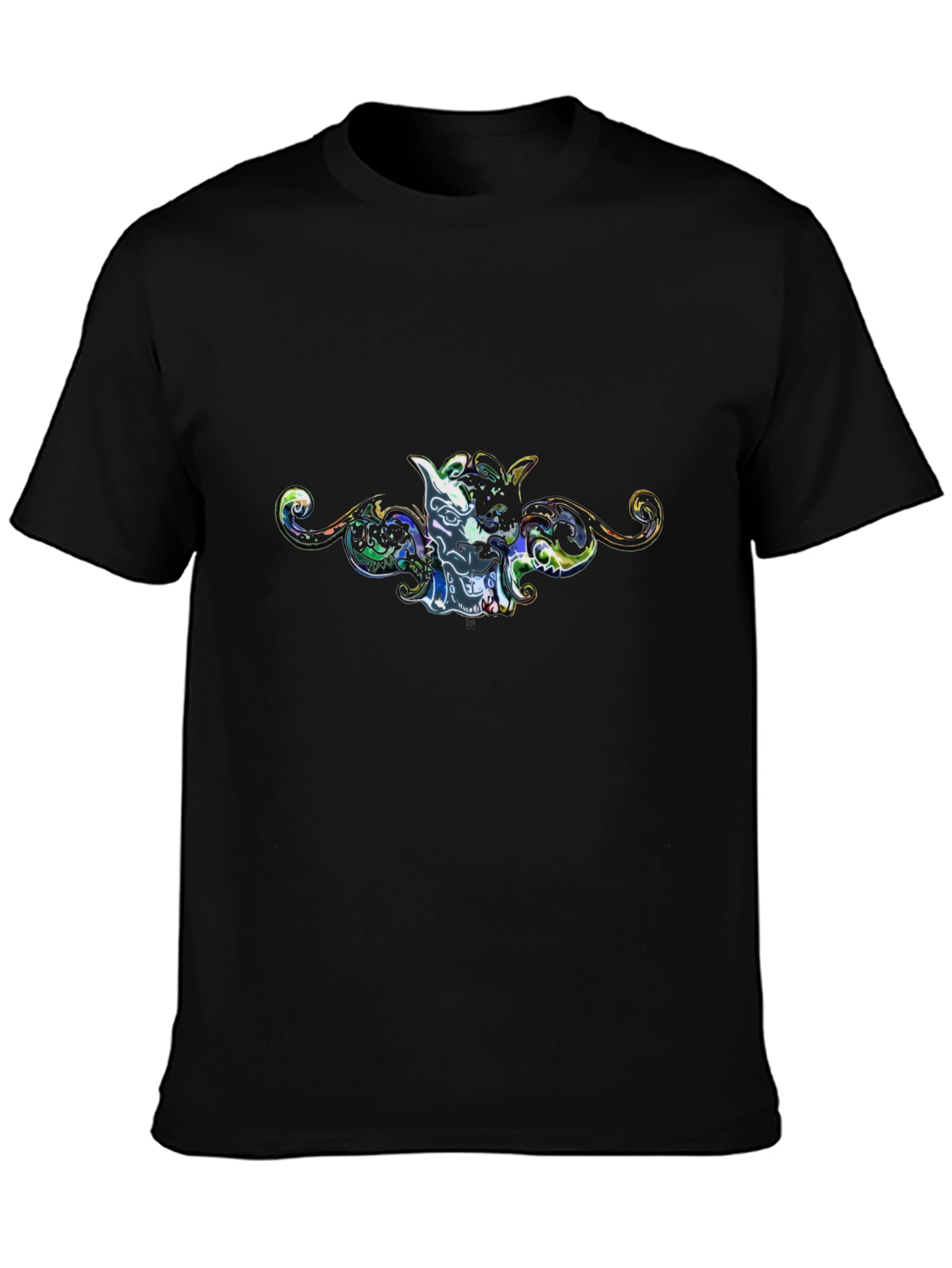 Artistic Graphic Print Black Tee