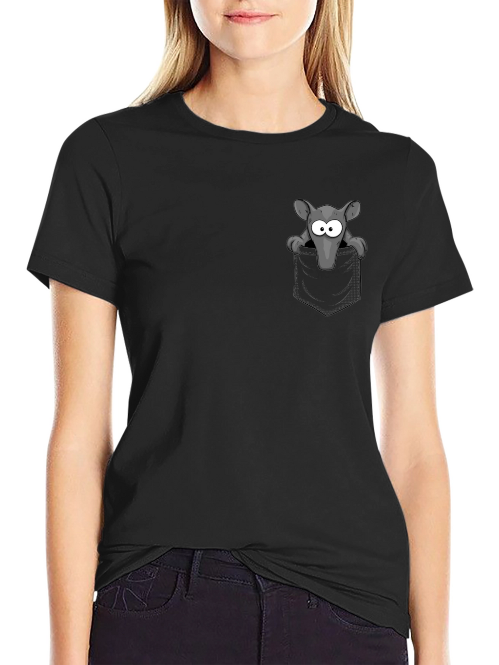 Pocket Rat Graphic Tee - Black Cotton T-Shirt