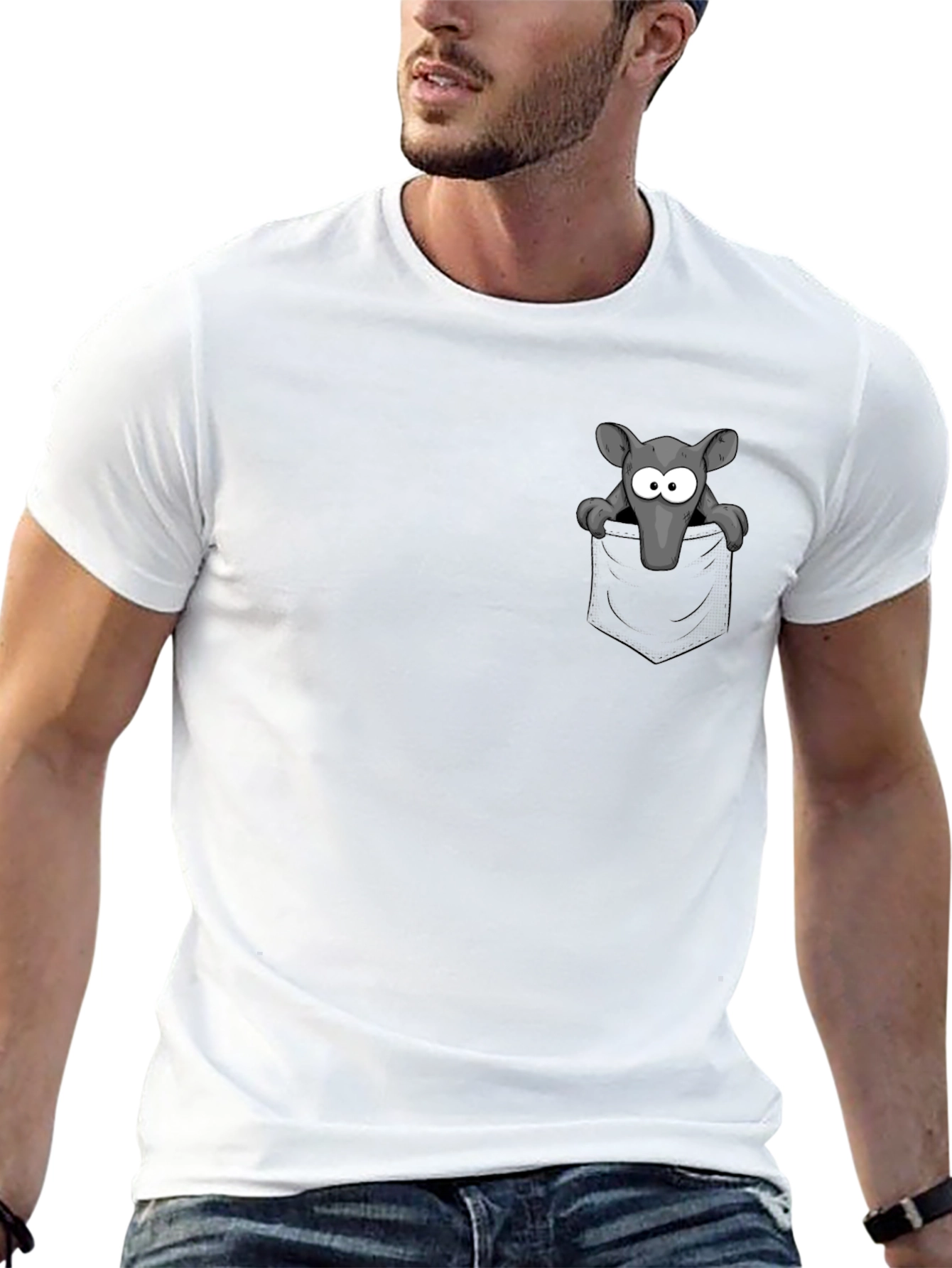 Pocket Rat Graphic Tee - Black Cotton T-Shirt