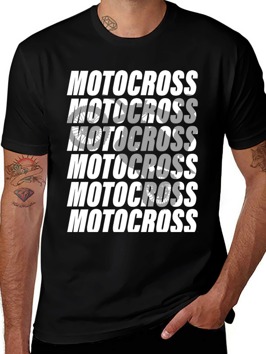 Motocross Graphic Print Crew Neck T-Shirt