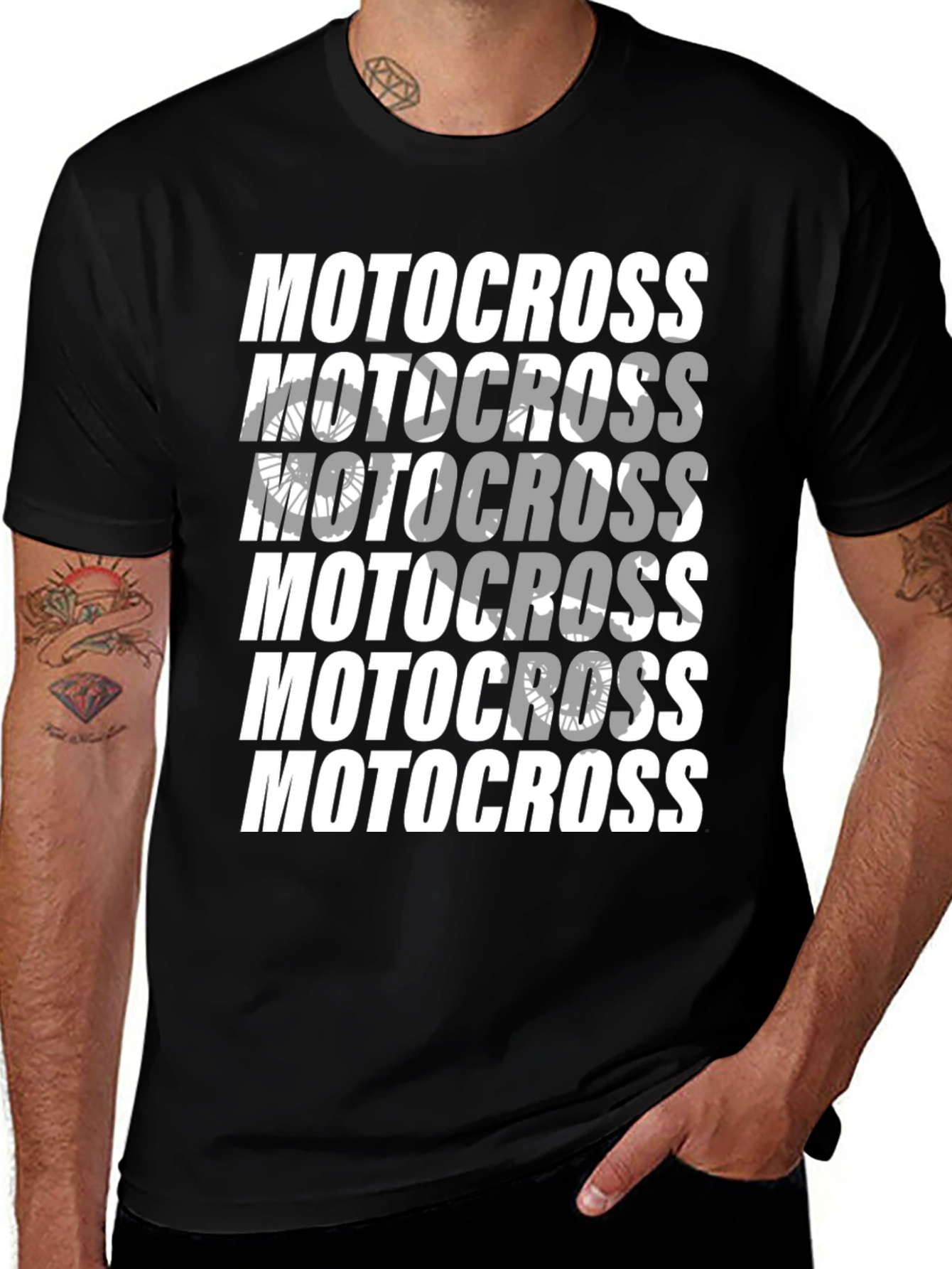 Motocross Graphic Print Crew Neck T-Shirt