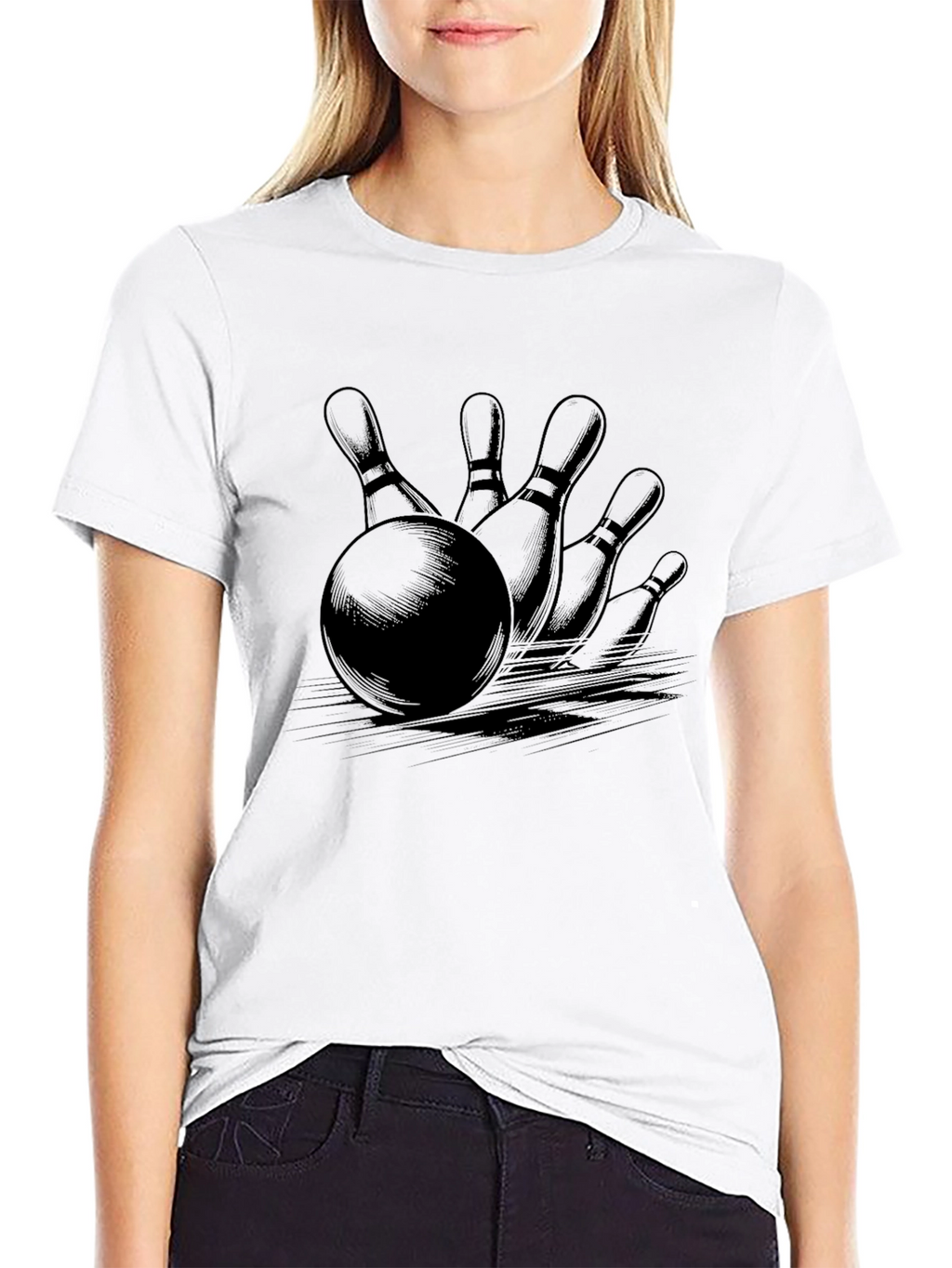 Bowling Strike Graphic Tee - Classic Black