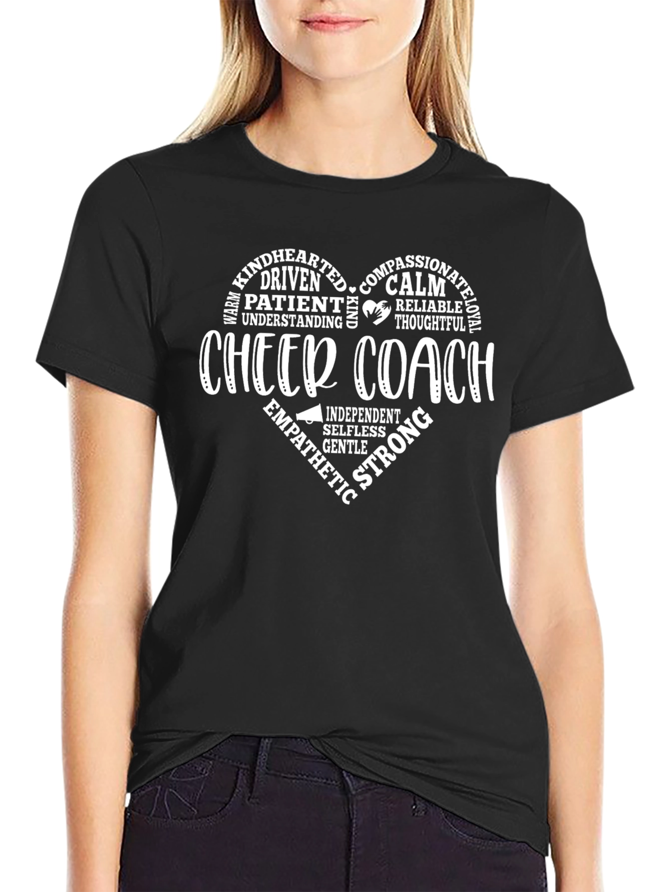 Cheer Coach Heart Graphic T-Shirt - Soft Cotton Blend