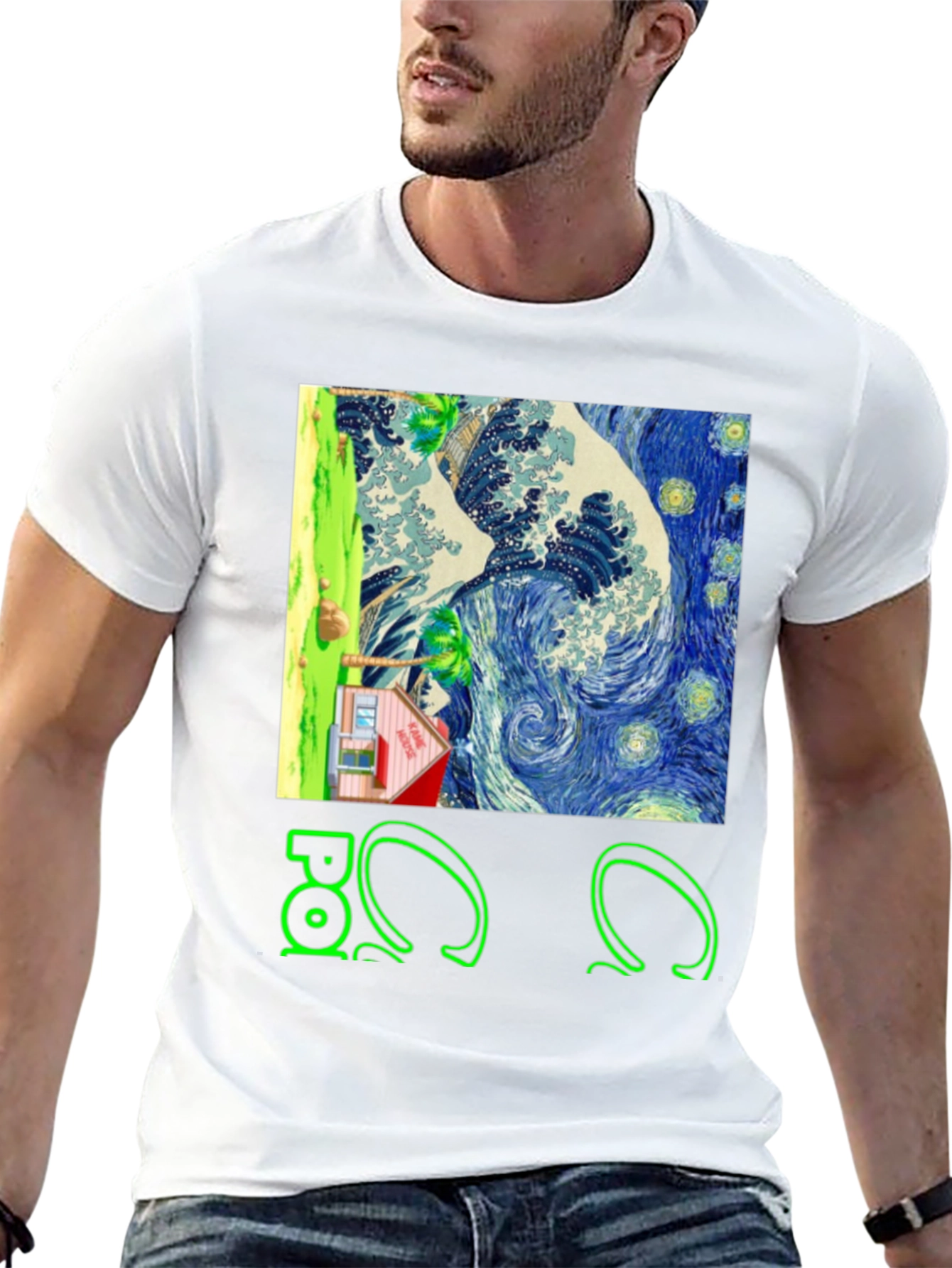 Artistic Graphic Tee - Wave & House