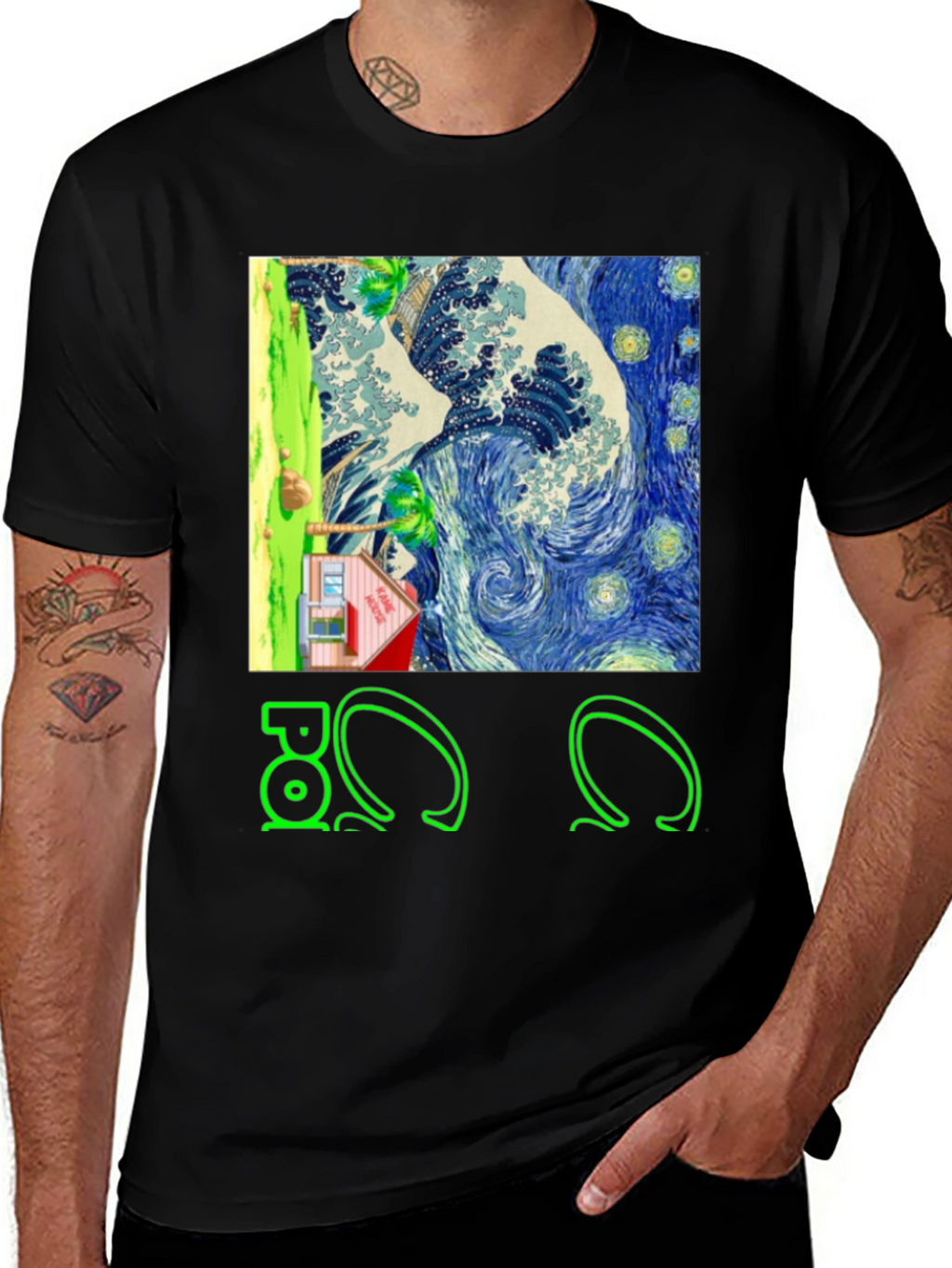 Artistic Graphic Tee - Wave & House