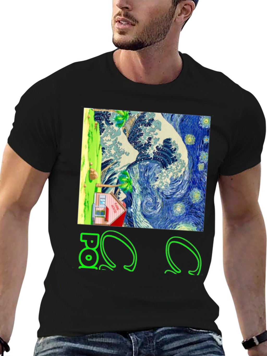 Artistic Graphic Tee - Wave & House