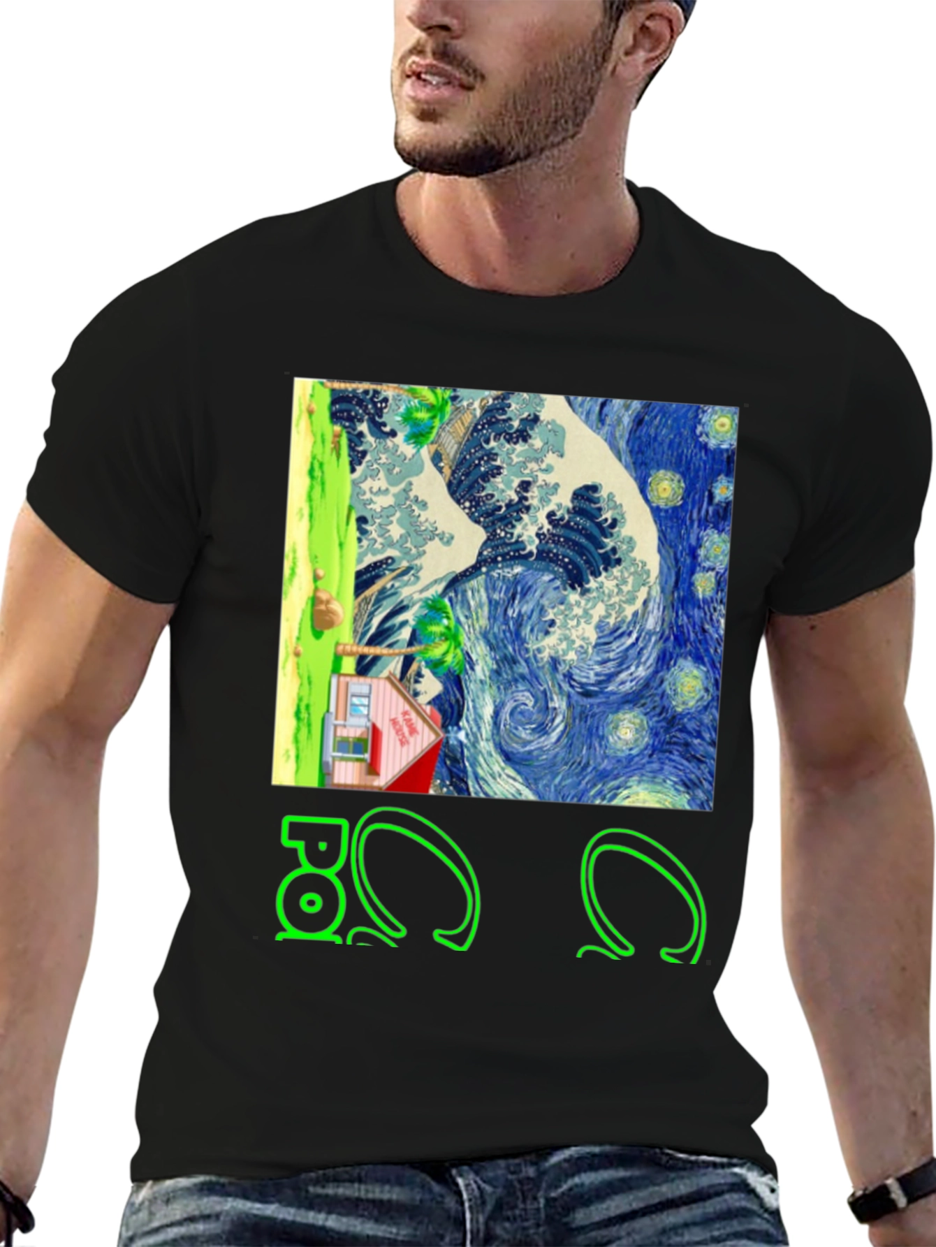 Artistic Graphic Tee - Wave & House