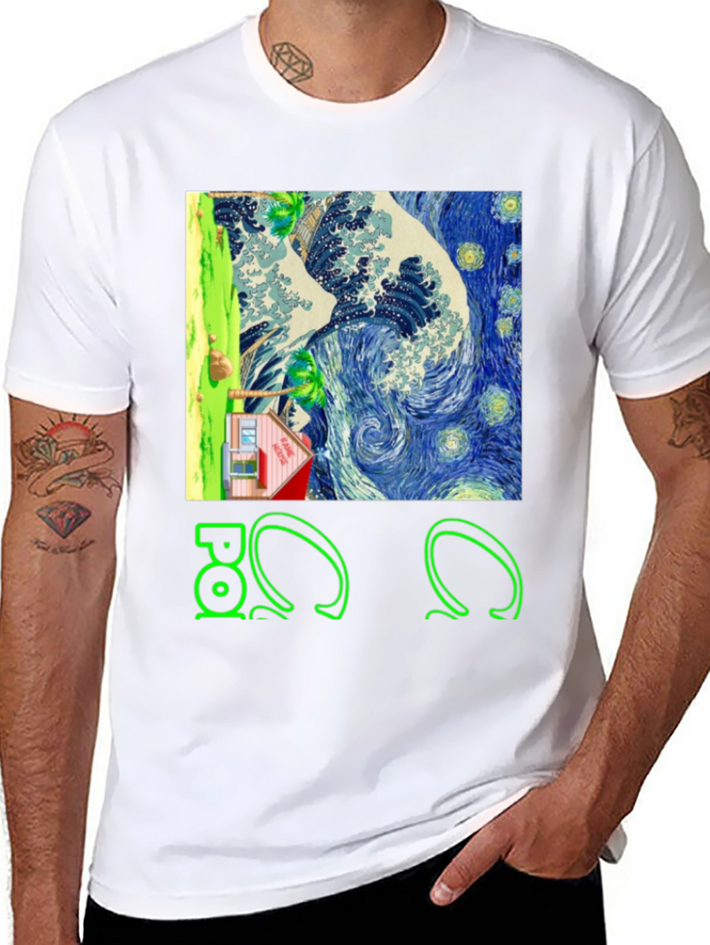 Artistic Graphic Tee - Wave & House