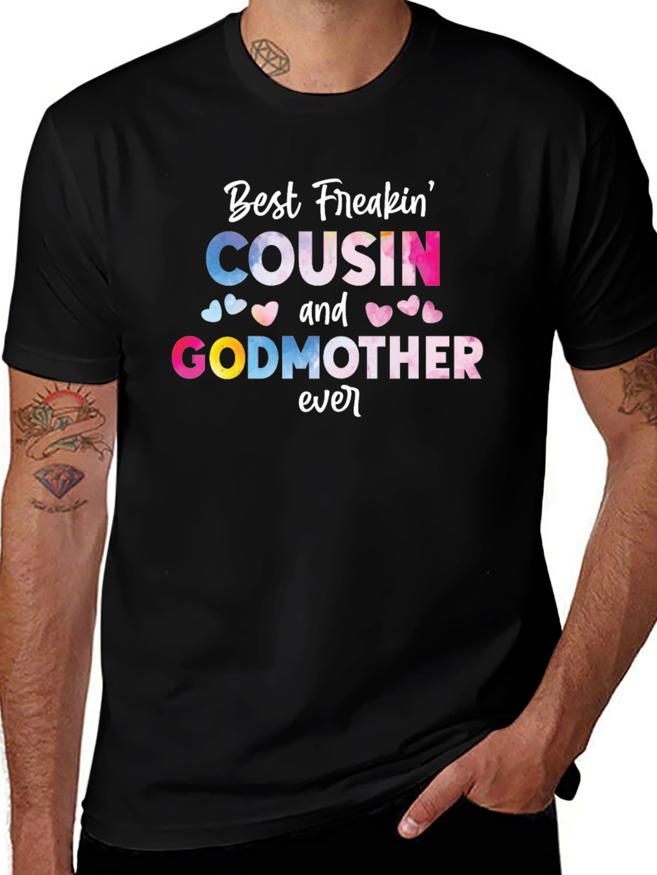 Best Freakin Cousin & Godmother Ever T-Shirt - Black