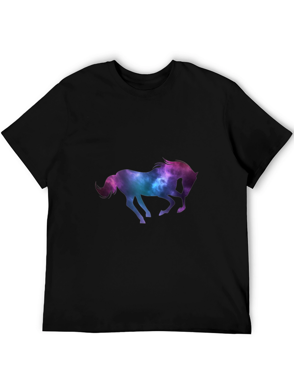 Galaxy Horse Graphic Tee - Black Casual T-Shirt