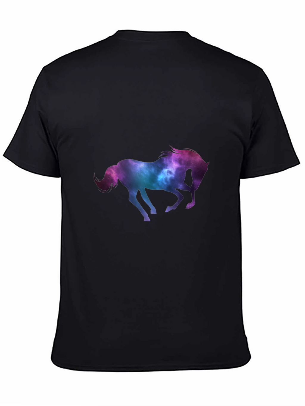 Galaxy Horse Graphic Tee - Black Casual T-Shirt