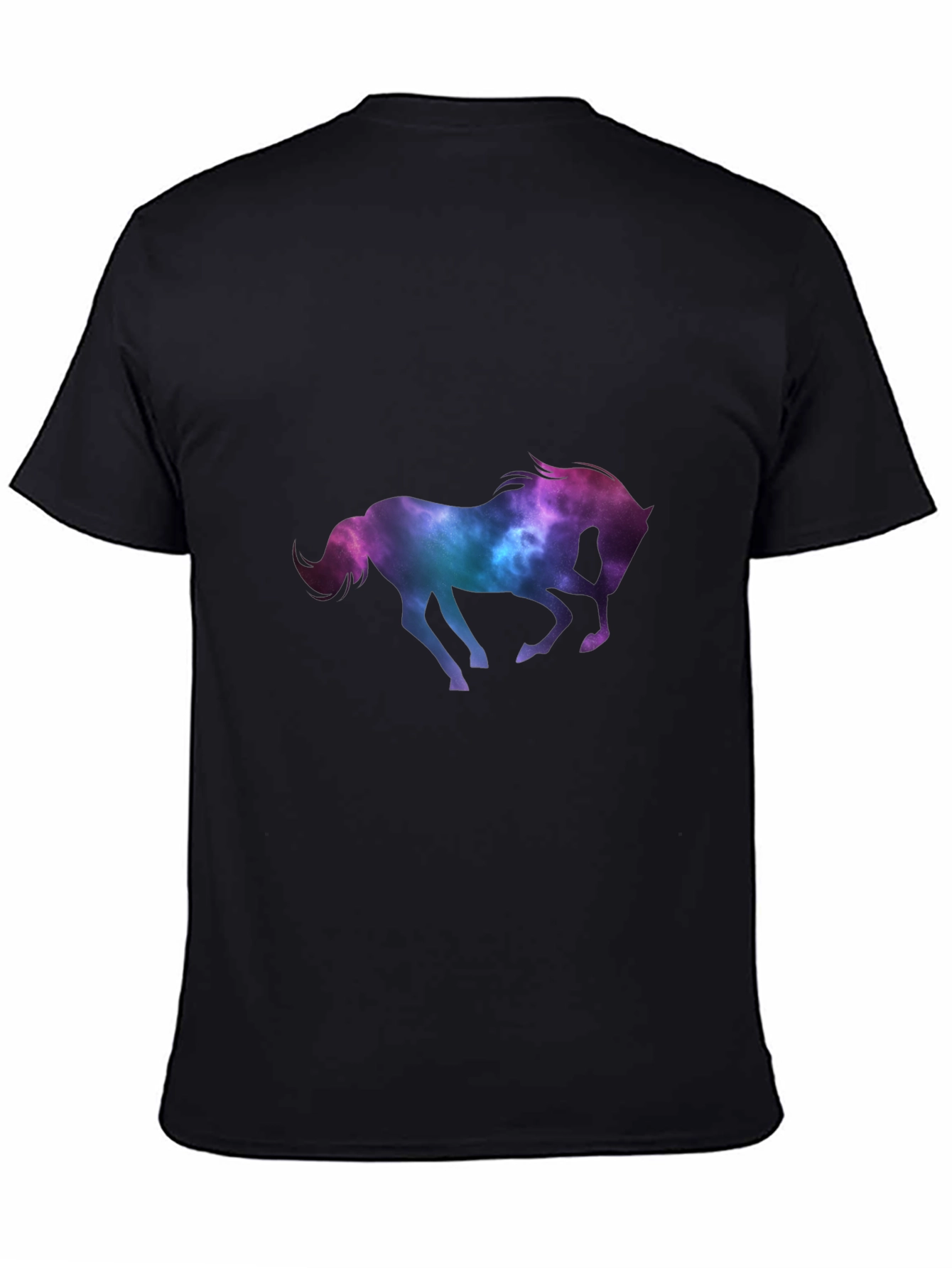 Galaxy Horse Graphic Tee - Black Casual T-Shirt