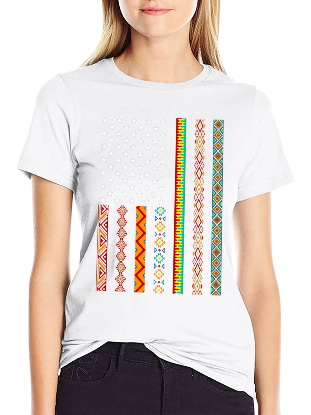 American Flag Tribal Pattern Tee