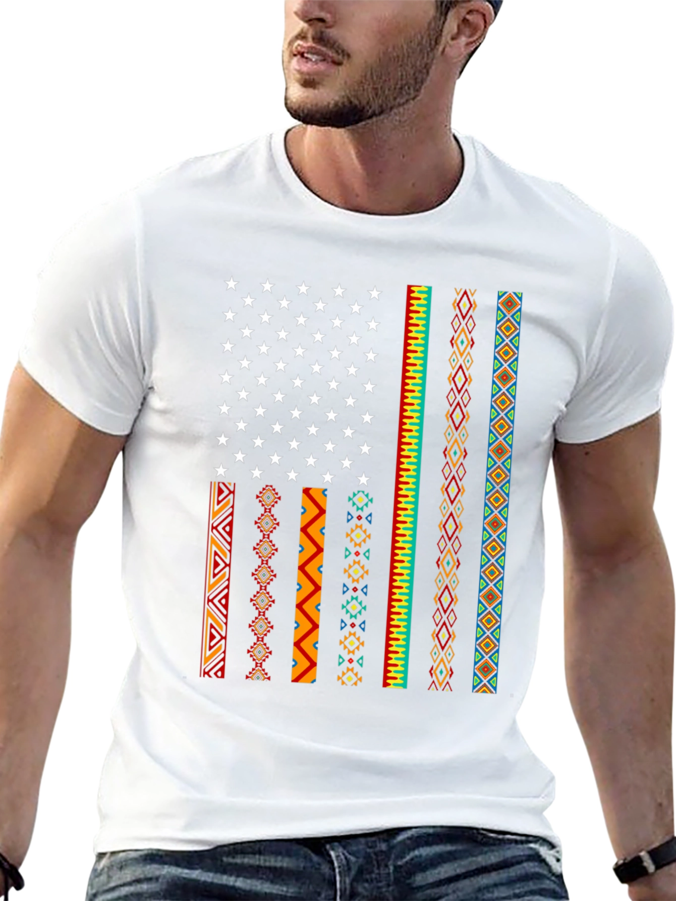 American Flag Tribal Pattern Tee