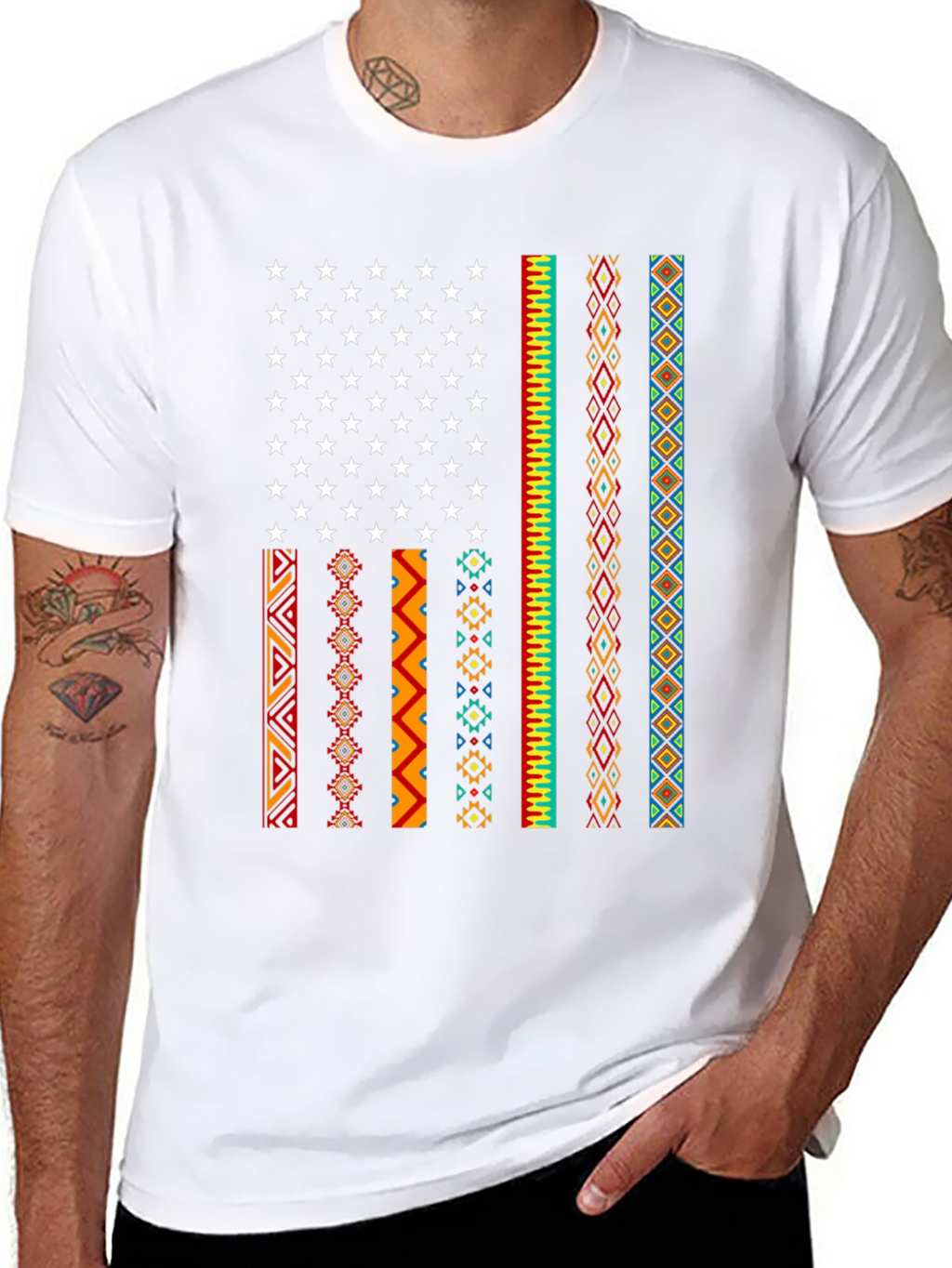 American Flag Tribal Pattern Tee