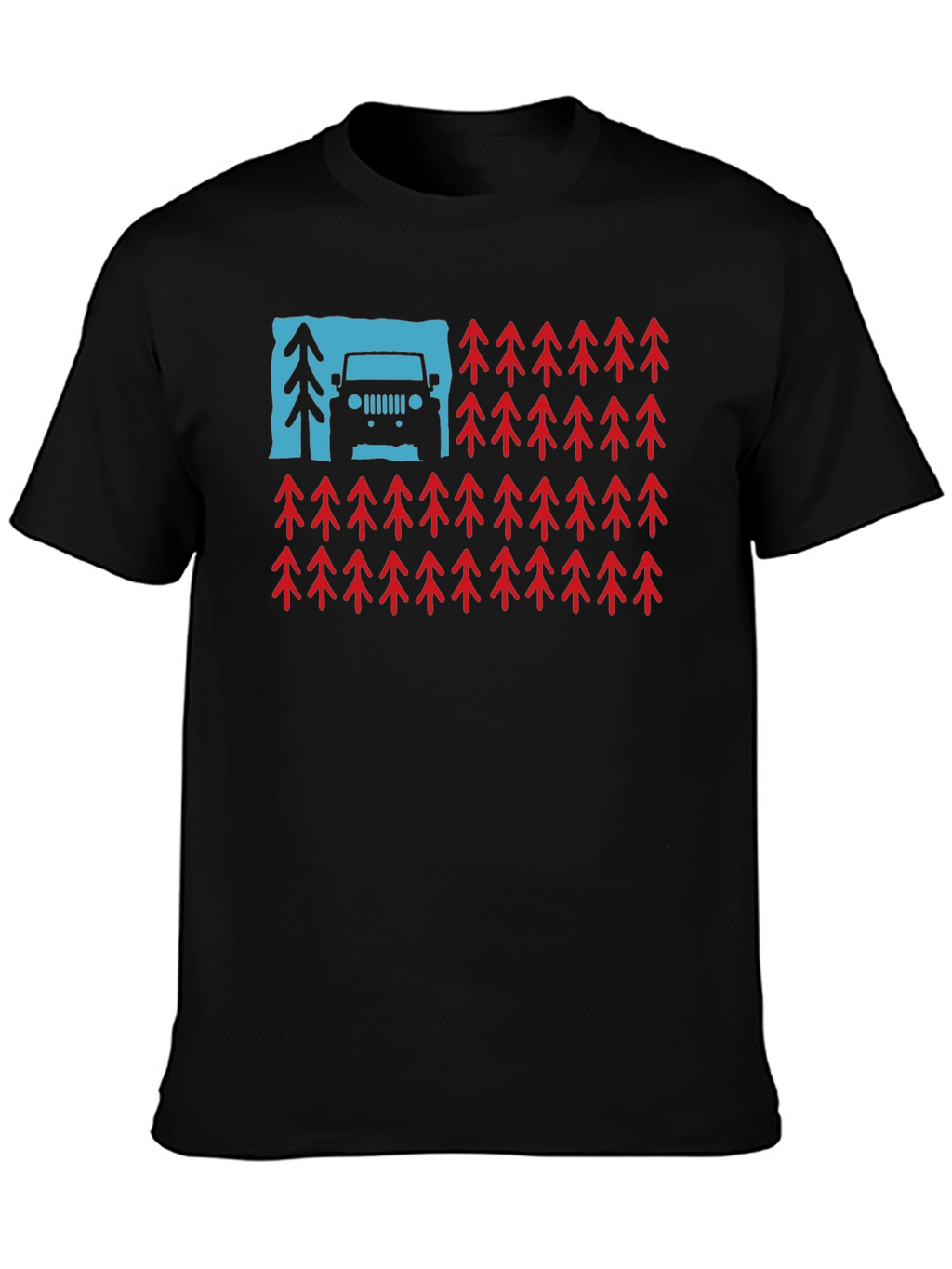 American Flag Jeep & Trees Graphic Tee