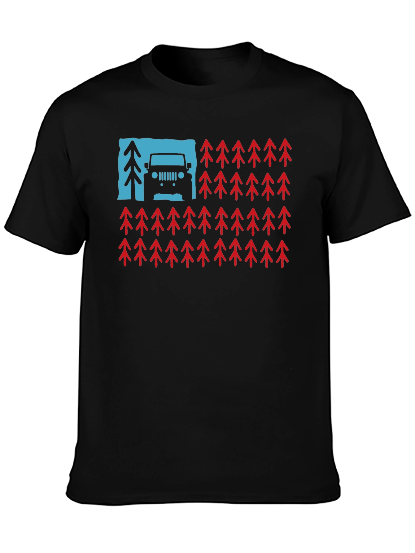 American Flag Jeep & Trees Graphic Tee