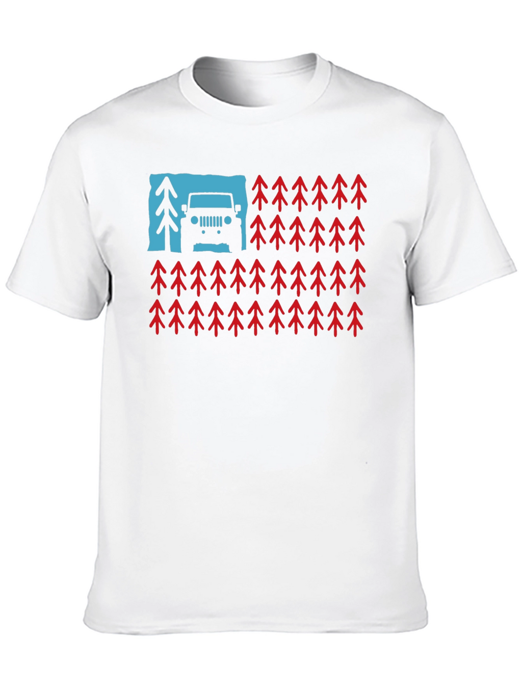 American Flag Jeep & Trees Graphic Tee