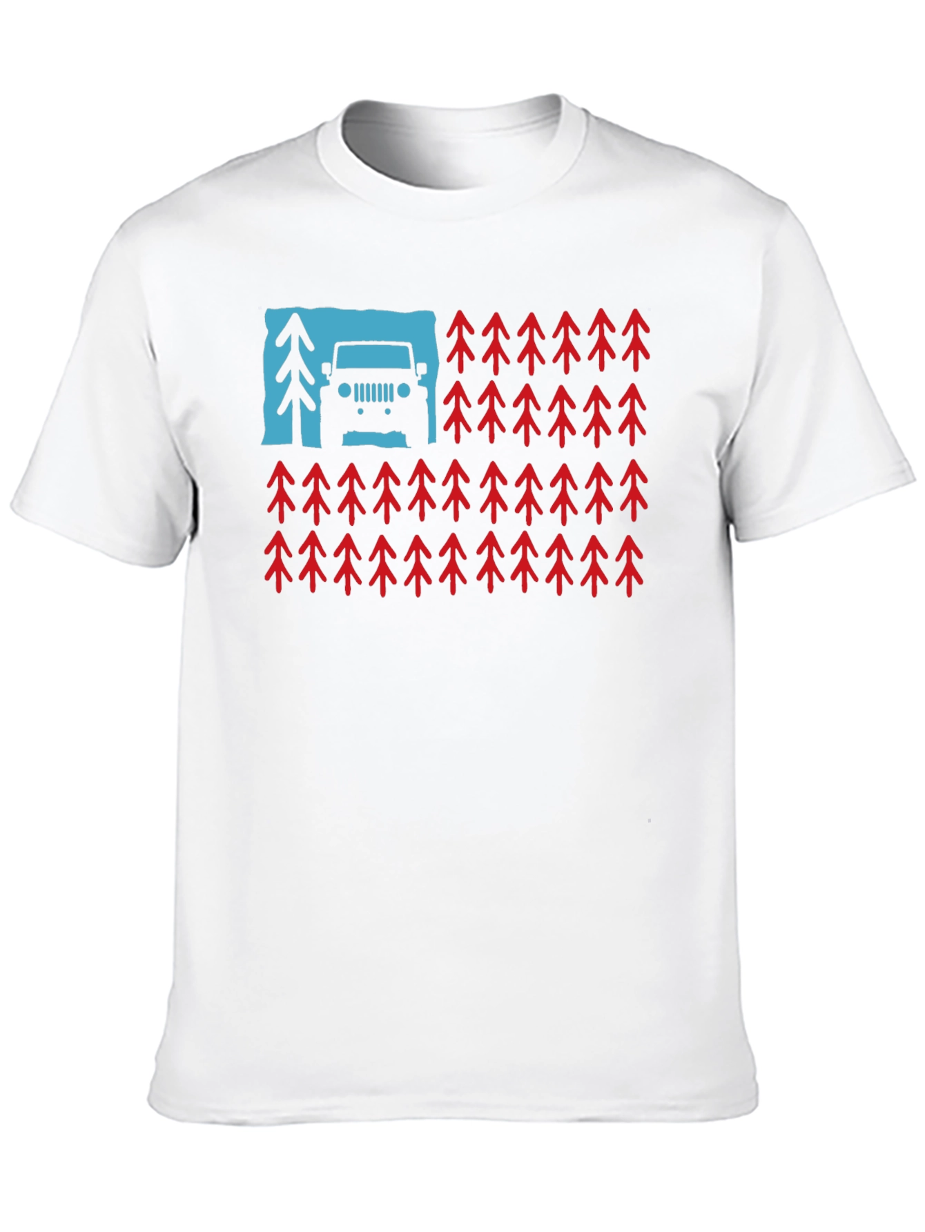 American Flag Jeep & Trees Graphic Tee
